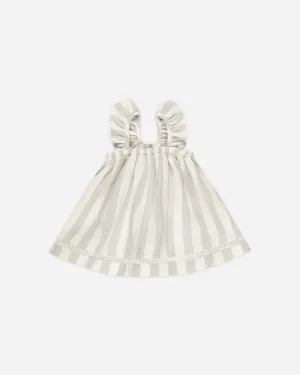 -Ruffled Tank Dress || Sky Stripe-