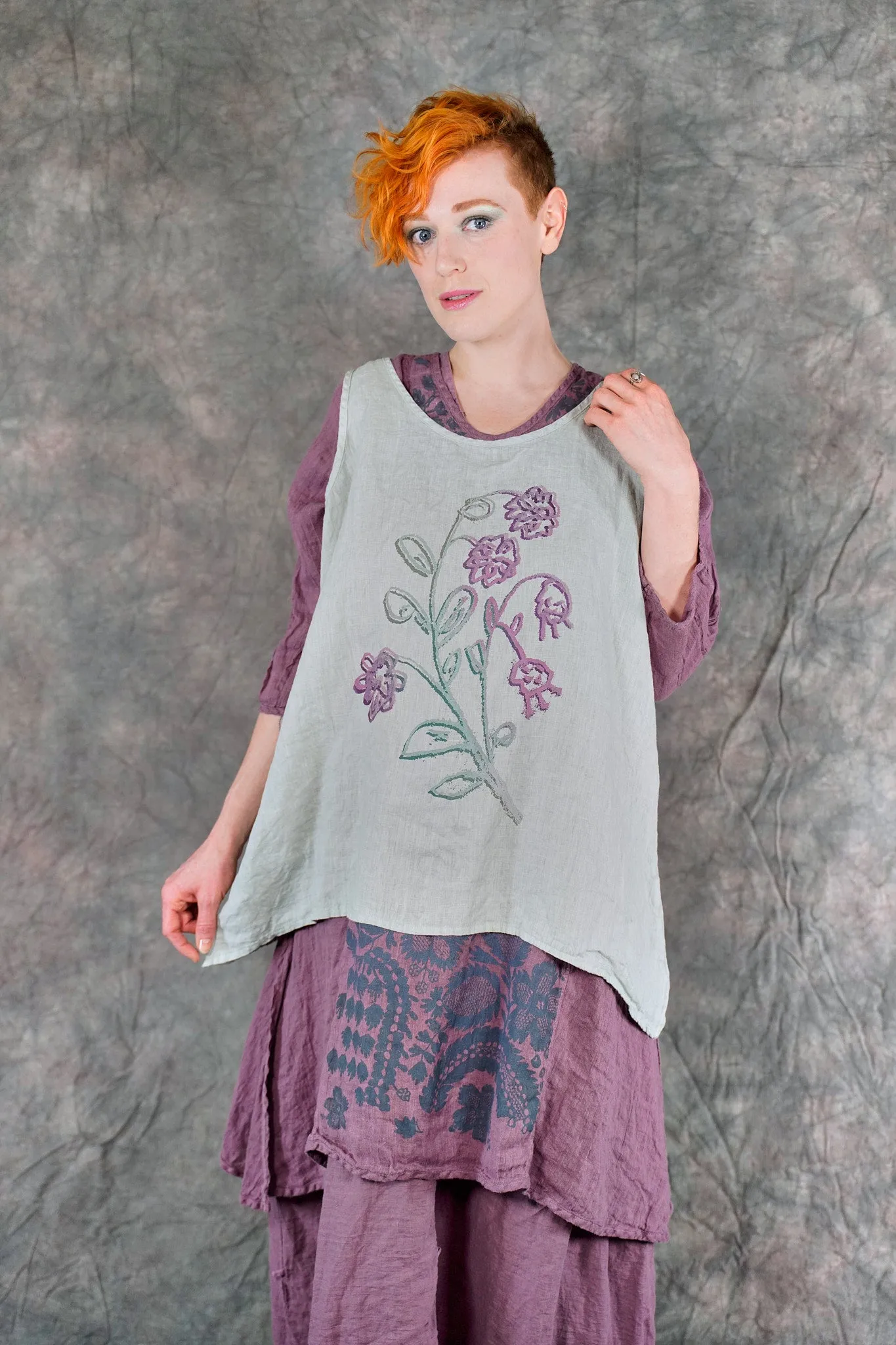 1196 Linen Tank Eucalyptus-P