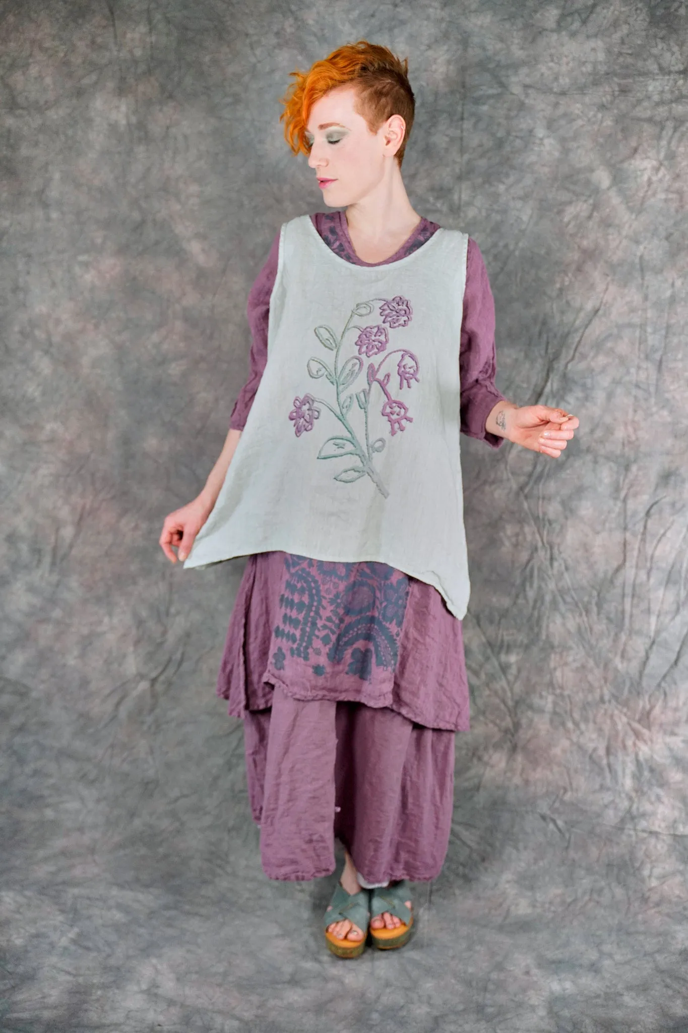 1196 Linen Tank Eucalyptus-P