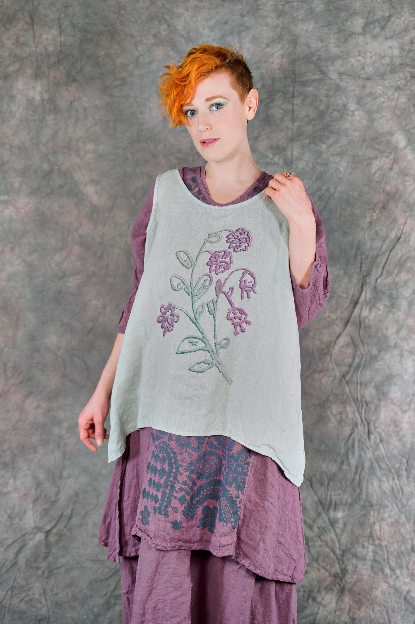 1196 Linen Tank Eucalyptus-P