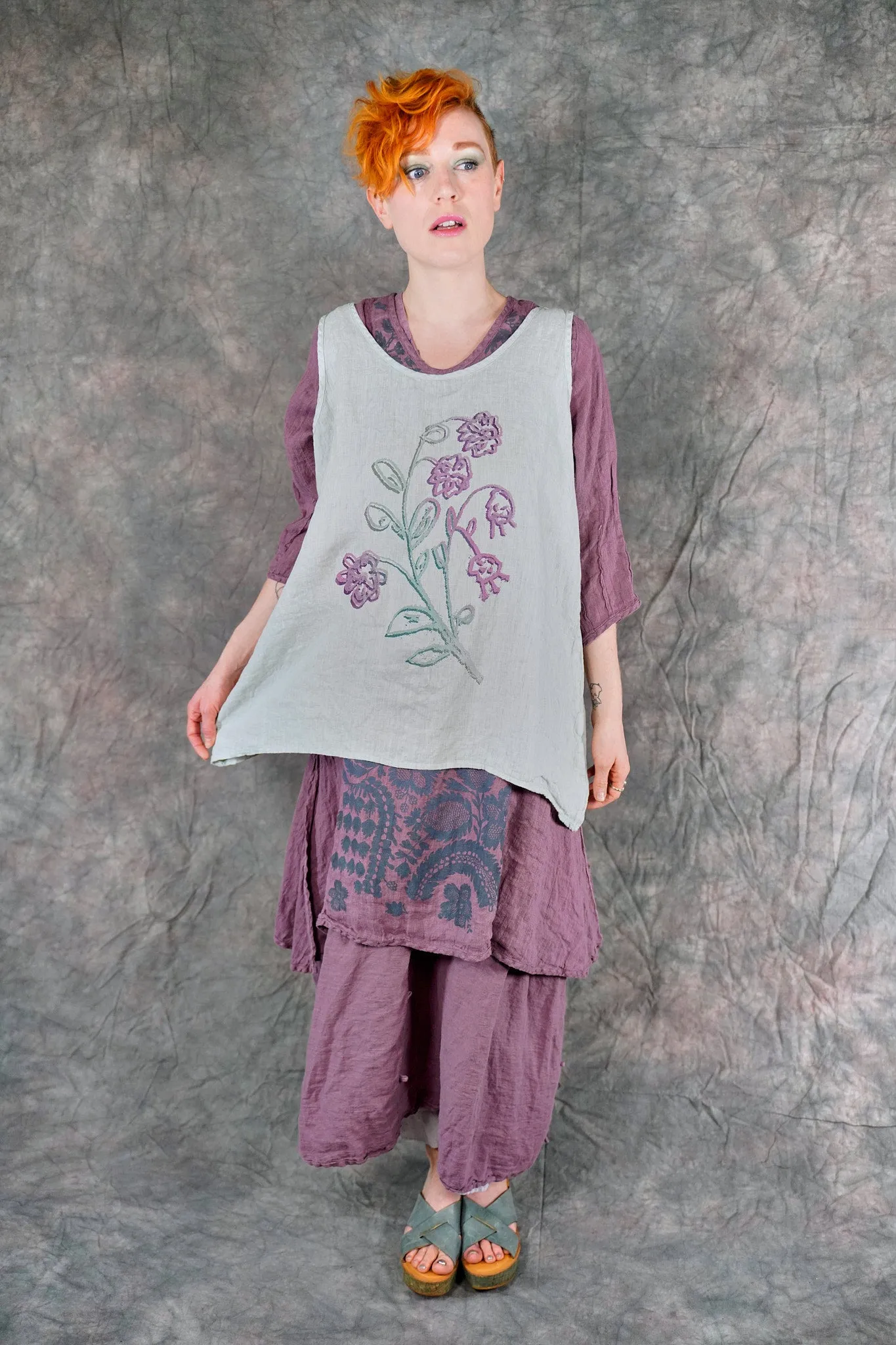 1196 Linen Tank Eucalyptus-P