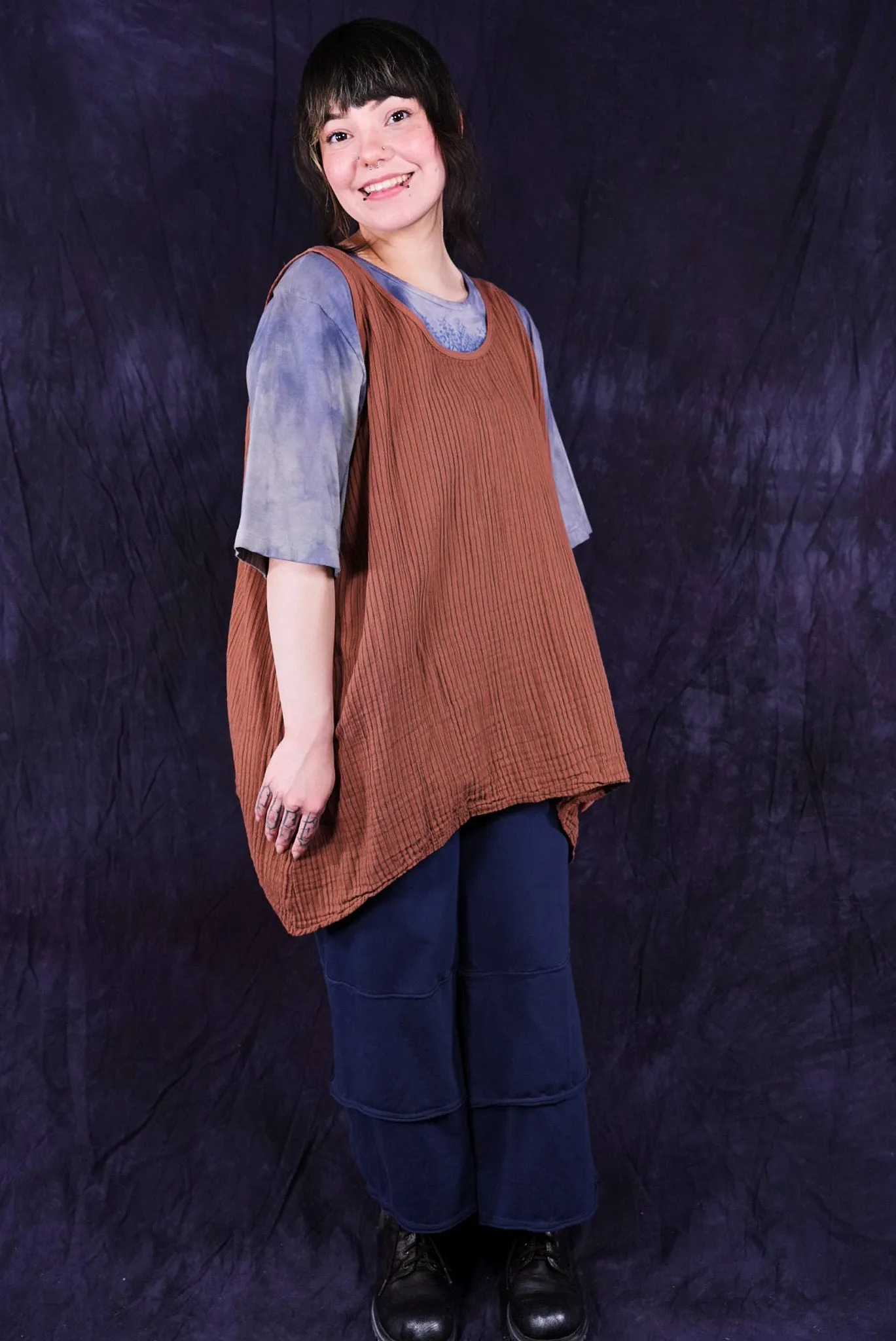 1196 Striped Layer Vest Tiger Lily-U