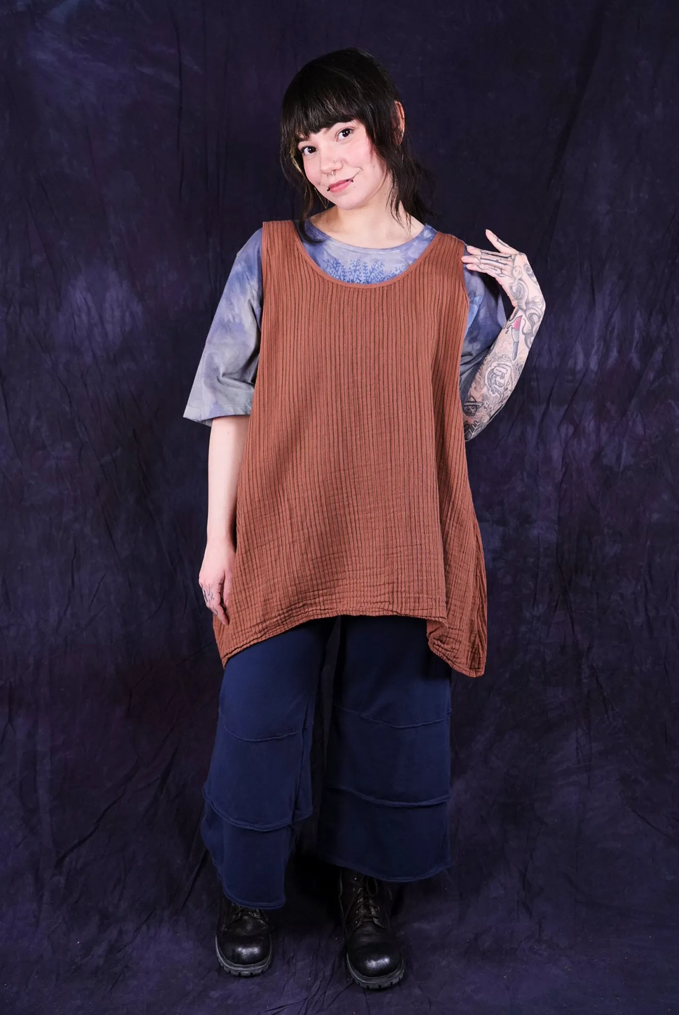 1196 Striped Layer Vest Tiger Lily-U