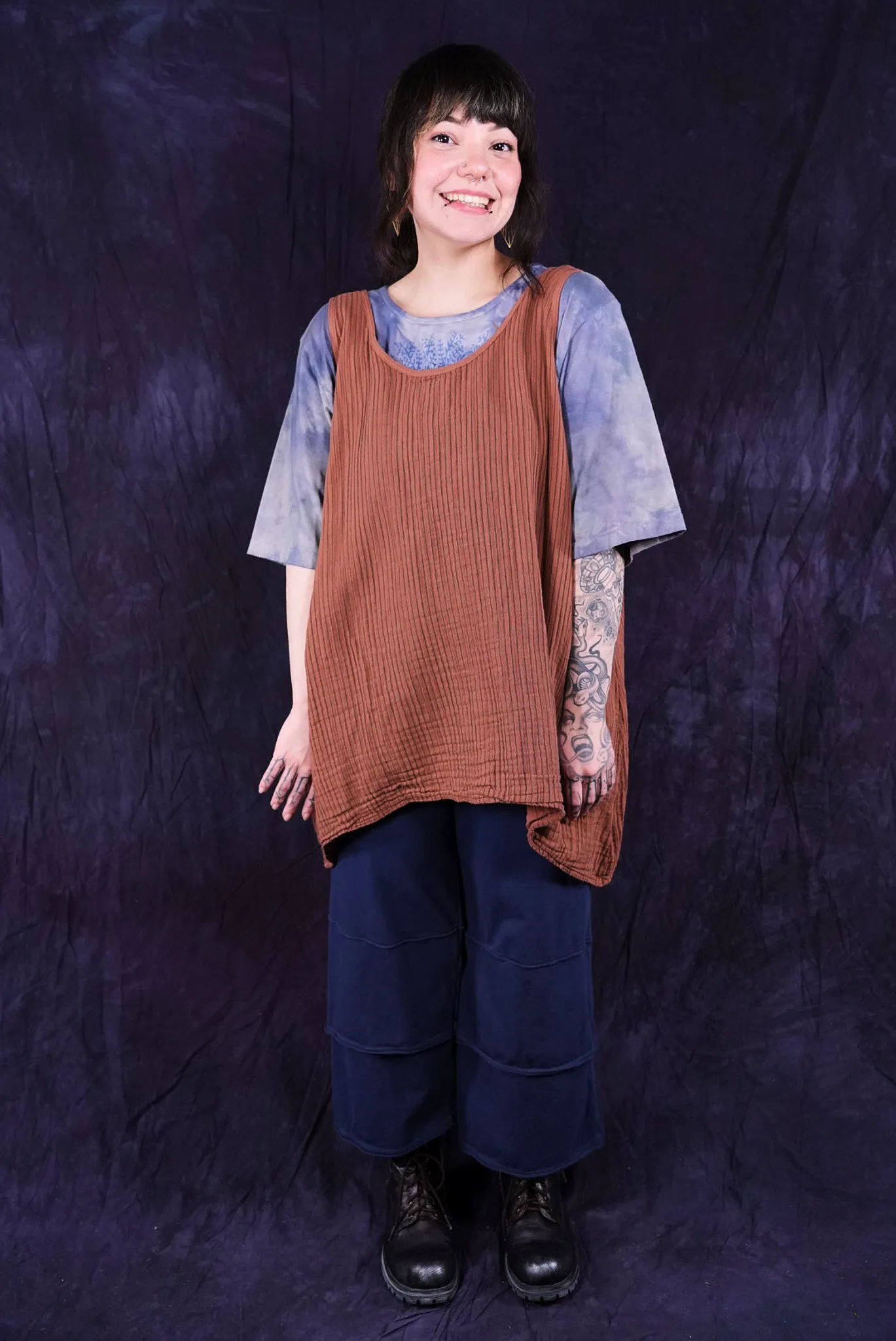 1196 Striped Layer Vest Tiger Lily-U