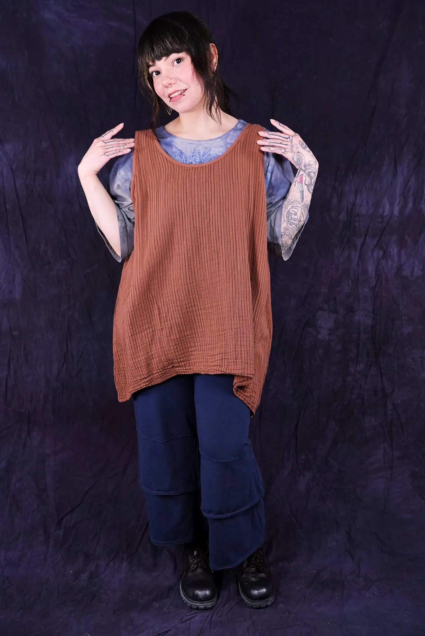 1196 Striped Layer Vest Tiger Lily-U