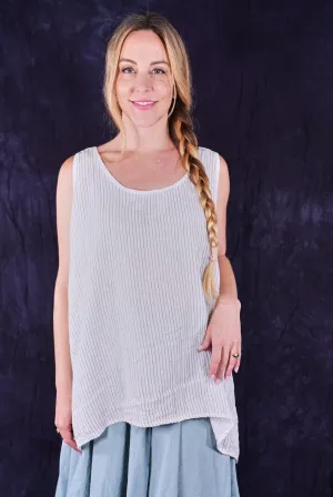 1196 Striped Layer Vest White