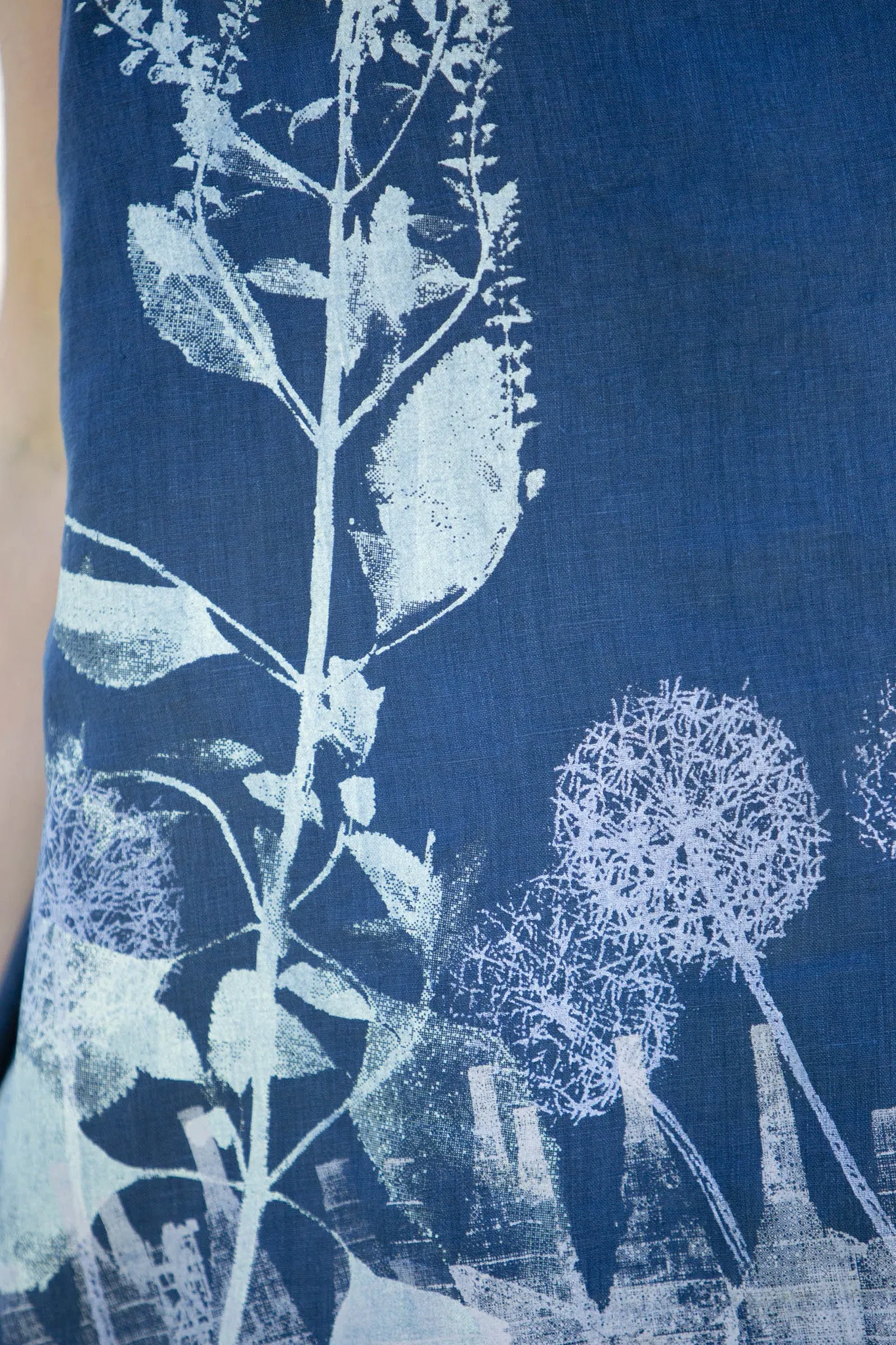 1196B Linen Tank Printed-Blue Fish Clothing