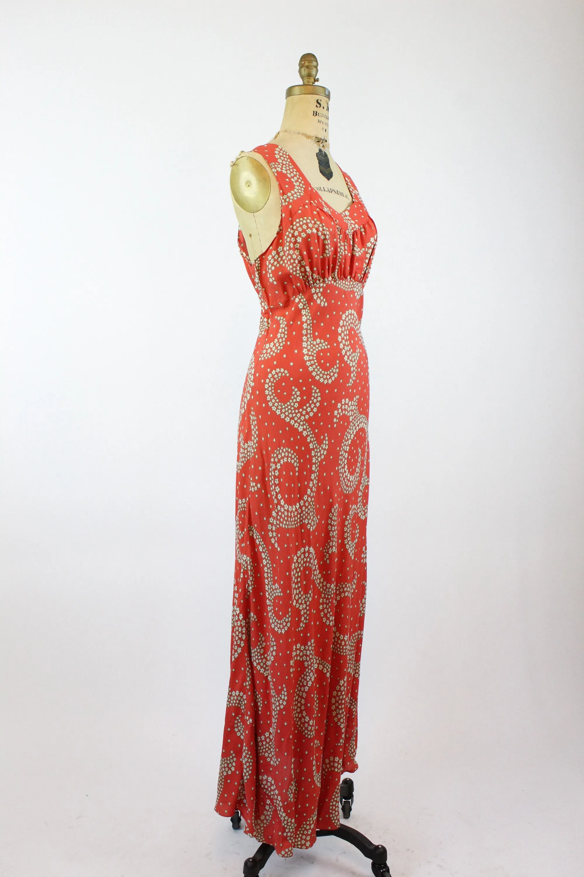 1930s FLORAL BIAS gown dress nightgown small medium | new fall