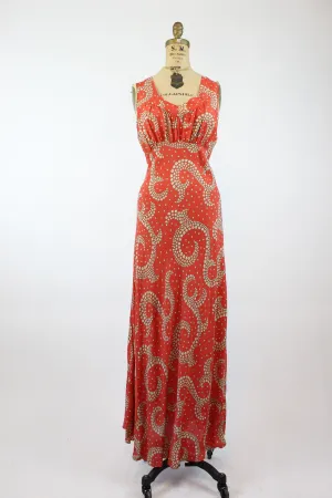1930s FLORAL BIAS gown dress nightgown small medium | new fall