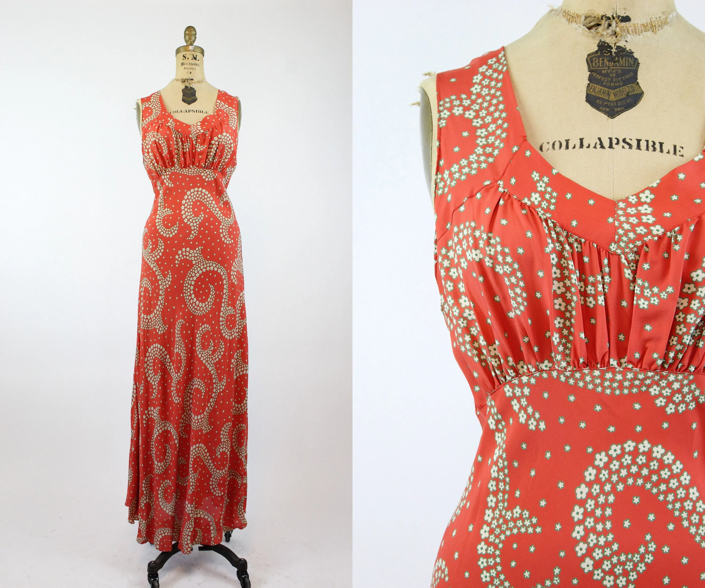 1930s FLORAL BIAS gown dress nightgown small medium | new fall