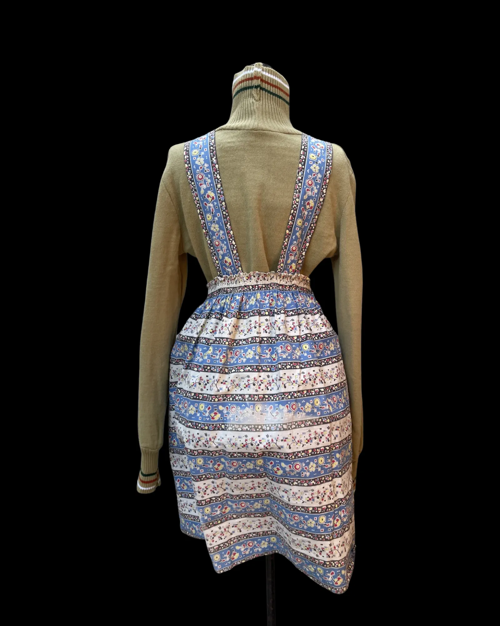 1930s Novelty Print Feedsack Suspender Skirt