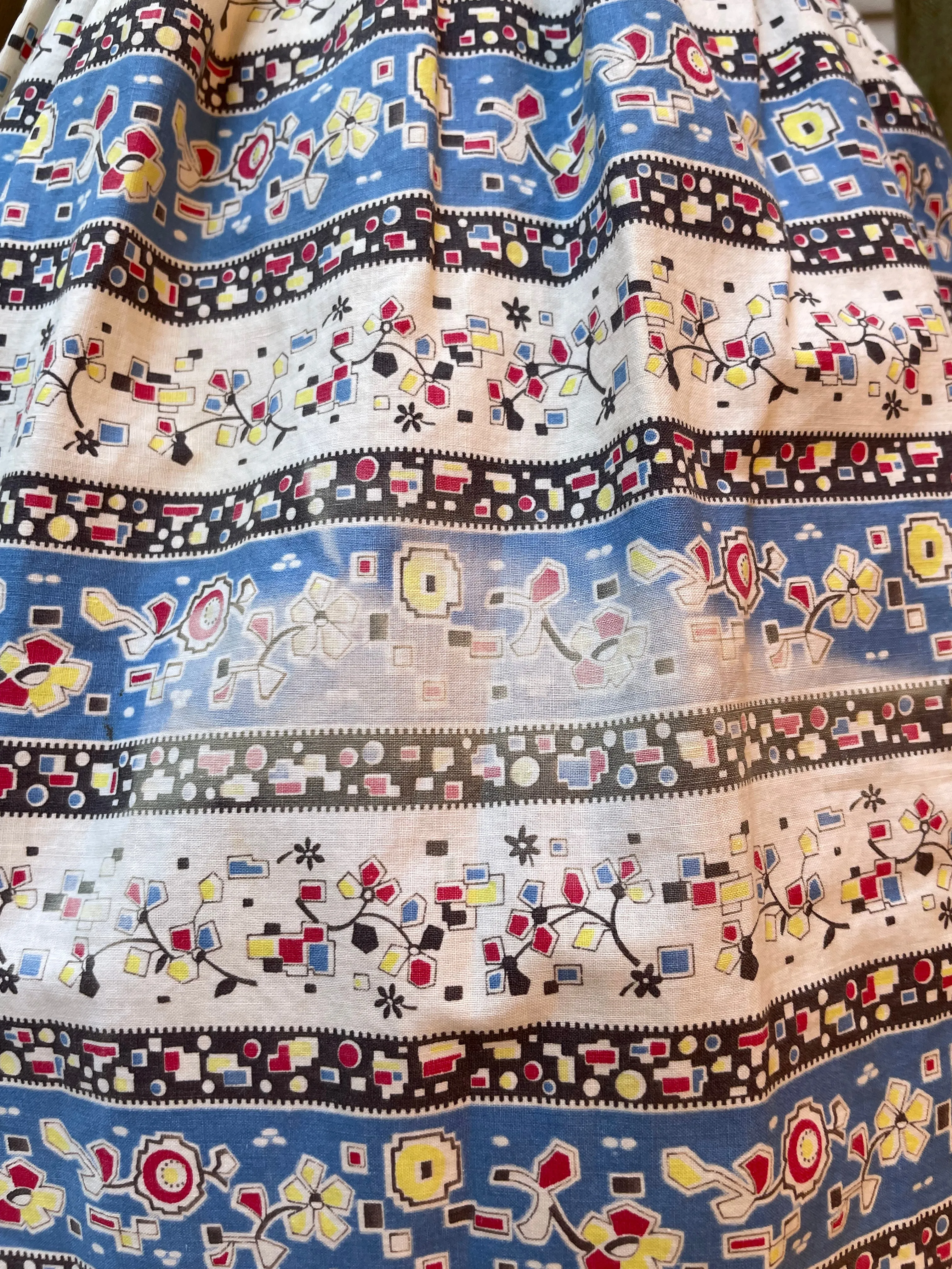 1930s Novelty Print Feedsack Suspender Skirt