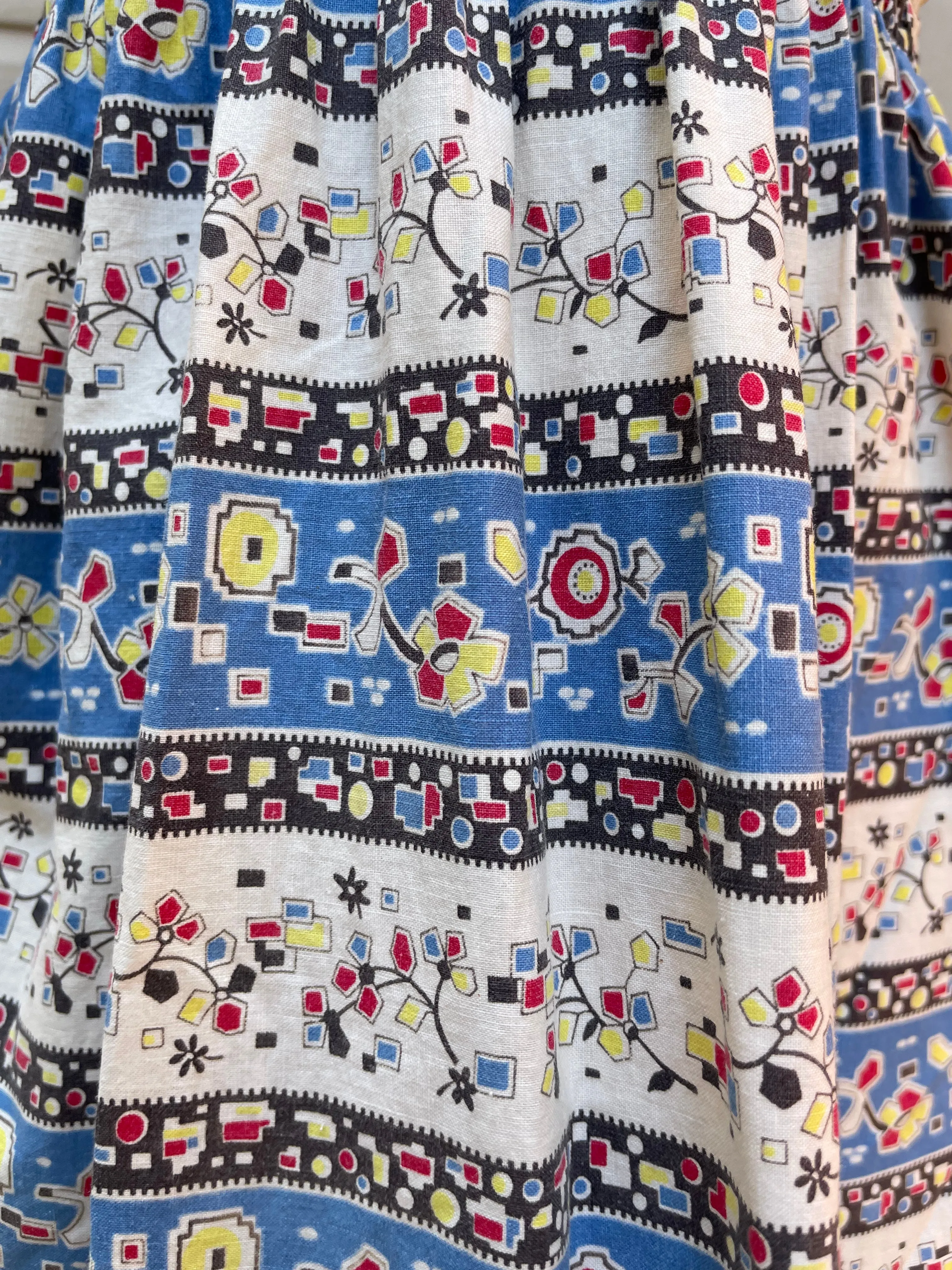 1930s Novelty Print Feedsack Suspender Skirt