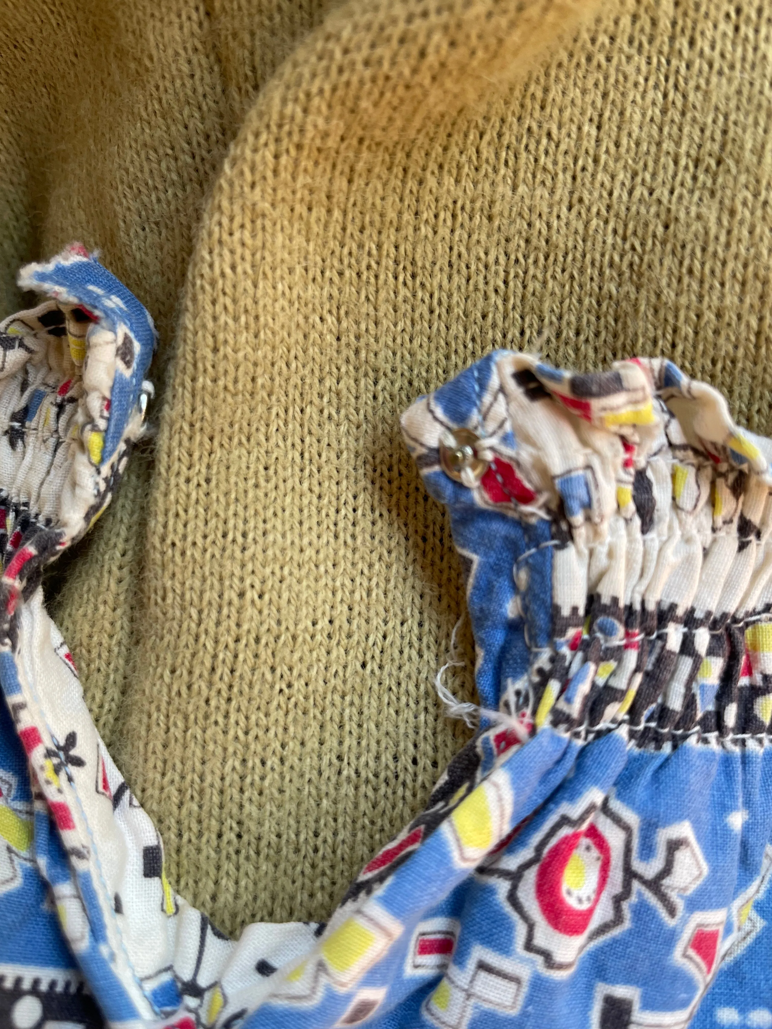 1930s Novelty Print Feedsack Suspender Skirt