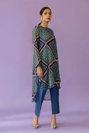2 PC Stitched |Printed Chiffon Shirt   Trouser