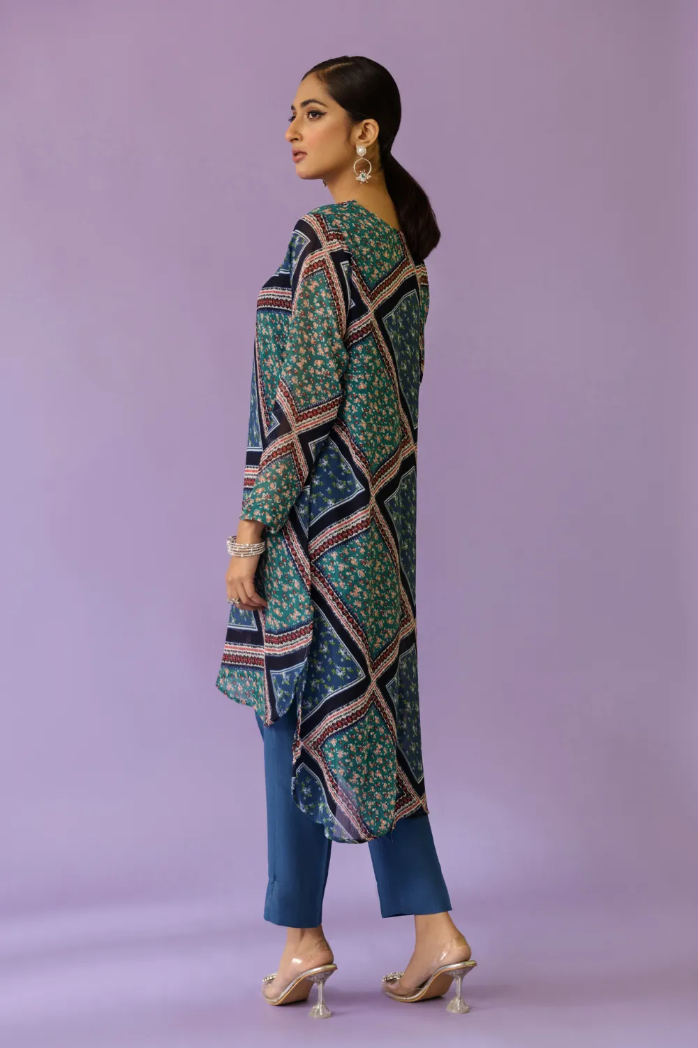 2 PC Stitched |Printed Chiffon Shirt   Trouser