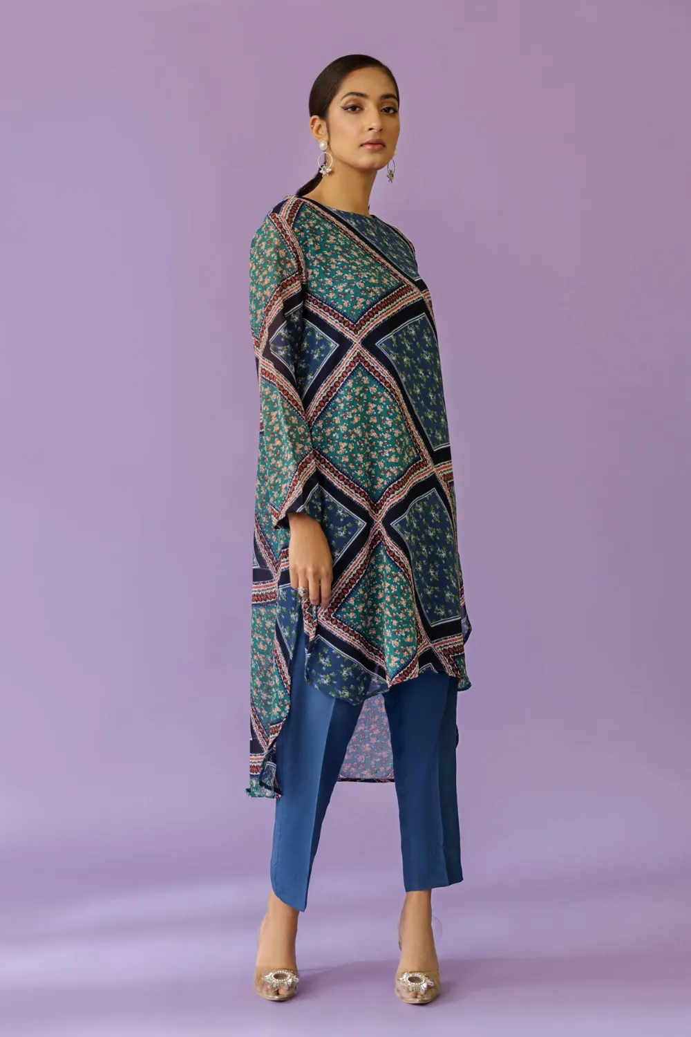 2 PC Stitched |Printed Chiffon Shirt   Trouser