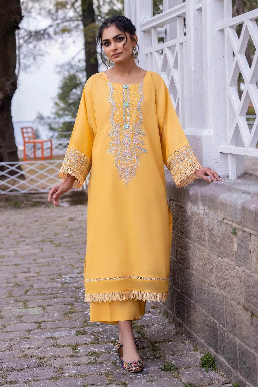 2 PC Unstitched | Embroidered Lawn Shirt   Trouser