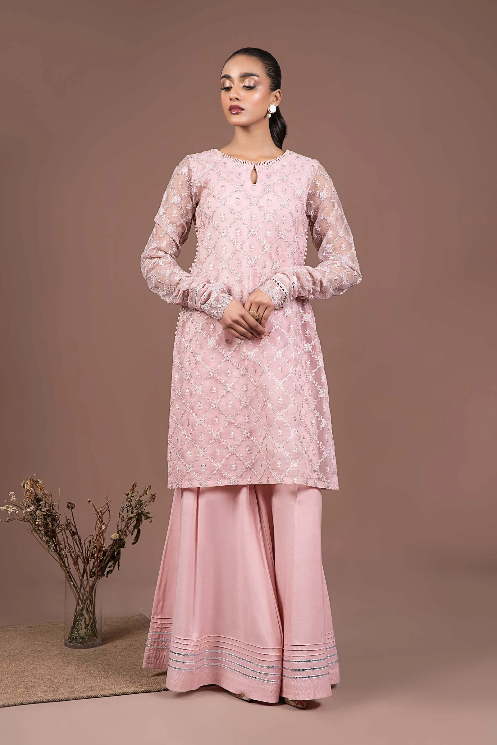 2 Piece Embroidered Organza Suit | MB-F24-507