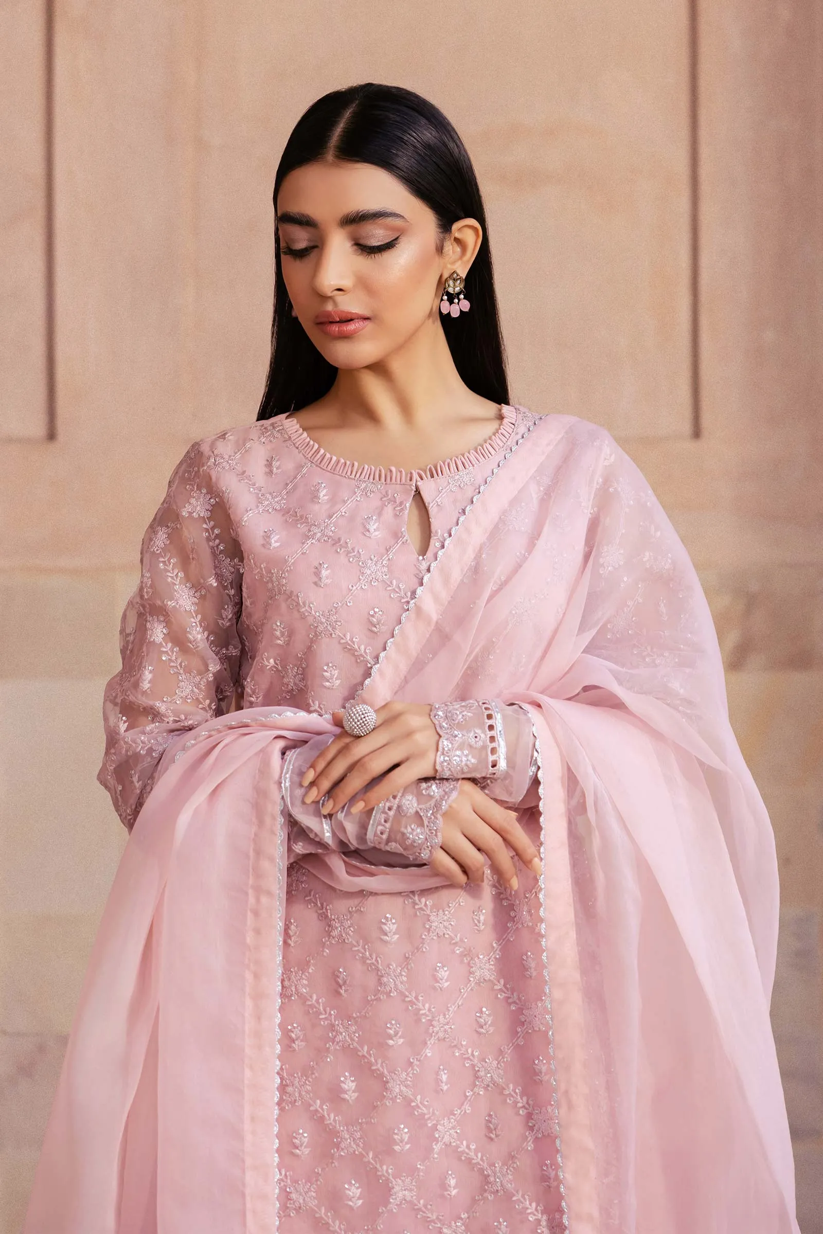 2 Piece Embroidered Organza Suit | MB-F24-507