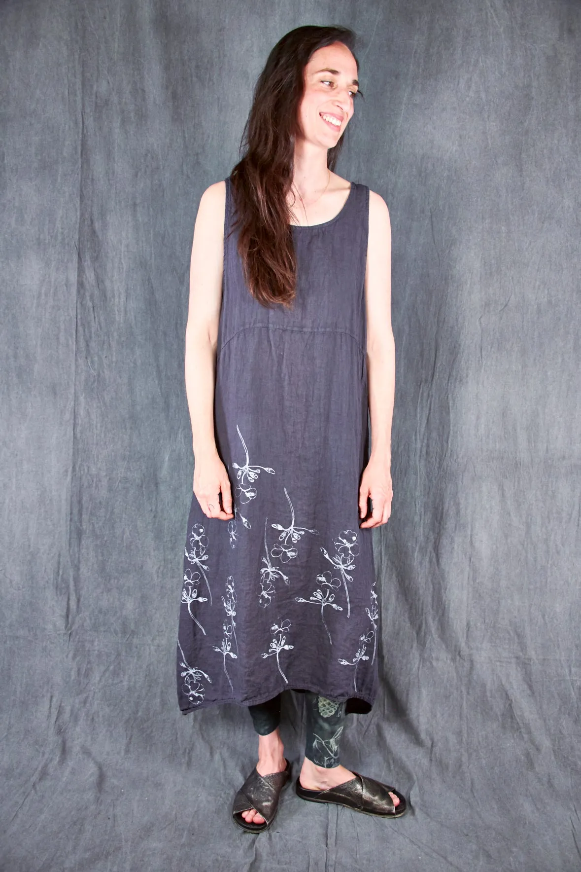2337 Linen Sundress Black Sand-P