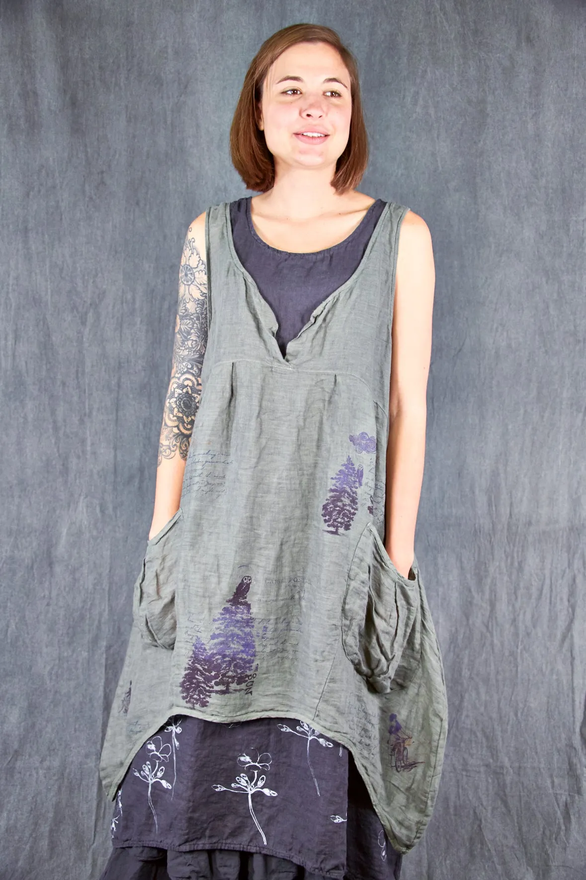 2337 Linen Sundress Black Sand-P