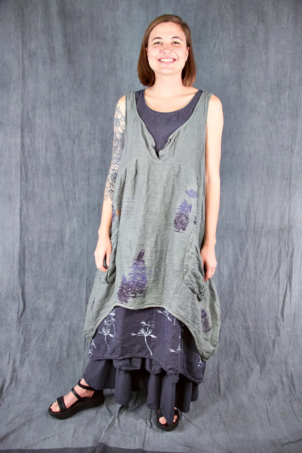 2337 Linen Sundress Black Sand-P