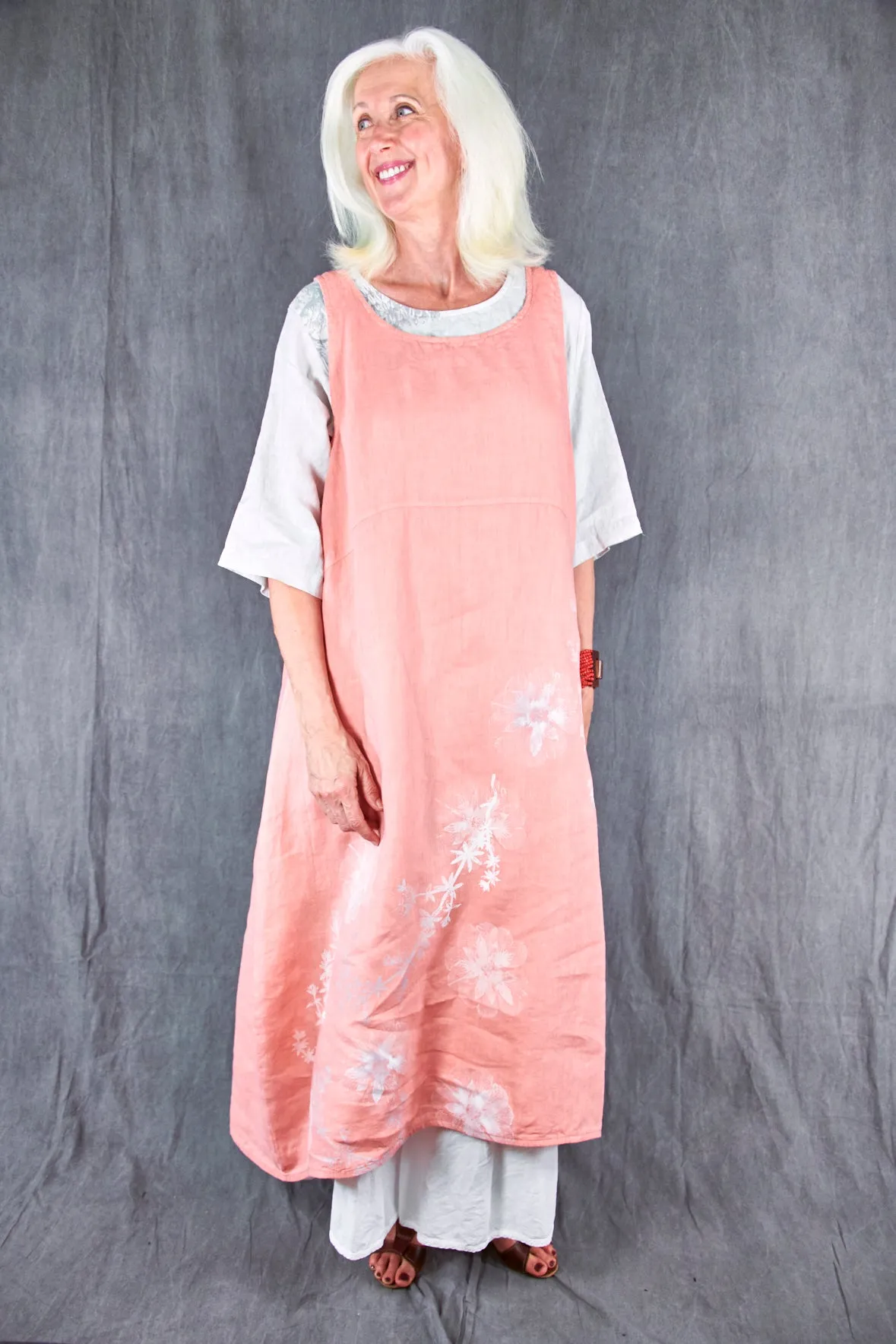 2337 Linen Sundress Guava-P