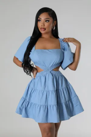 27335P - DENIM TIRED SKIRT DRESS