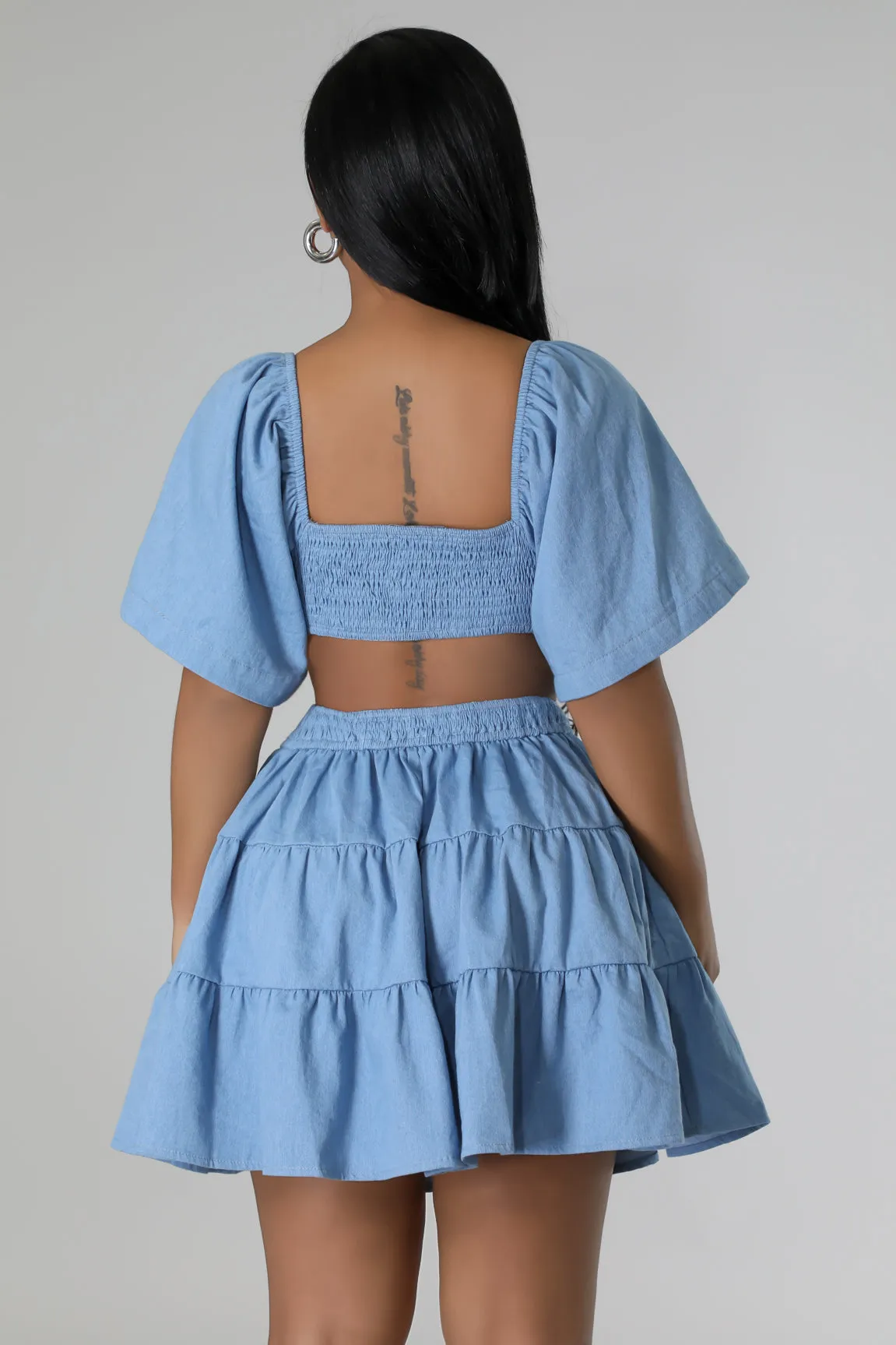27335P - DENIM TIRED SKIRT DRESS