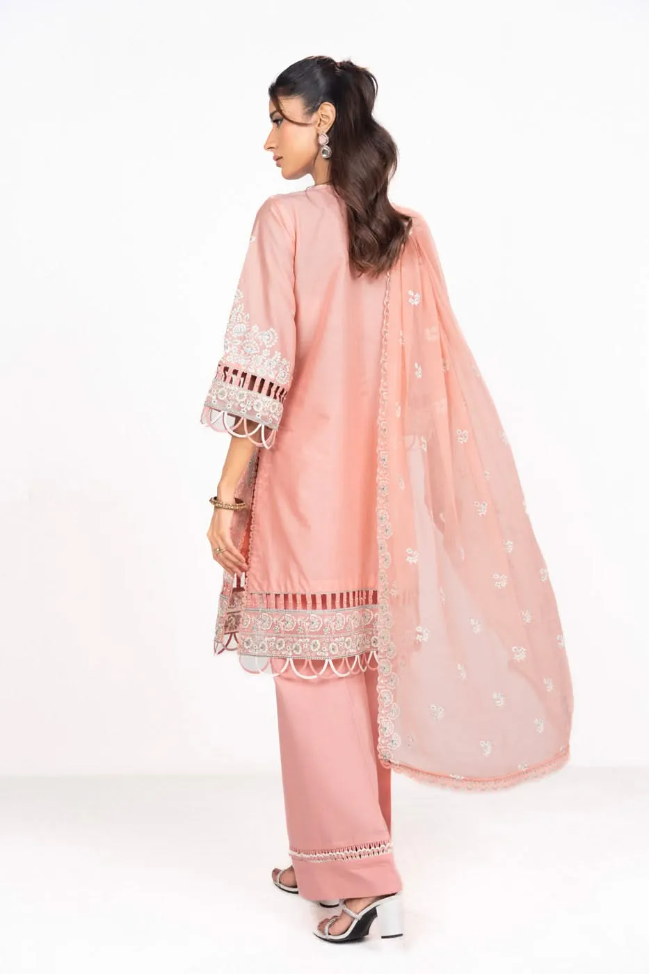3 Piece Embroidered Lawn Suit With Embroidered Bamberg Chiffon Dupatta