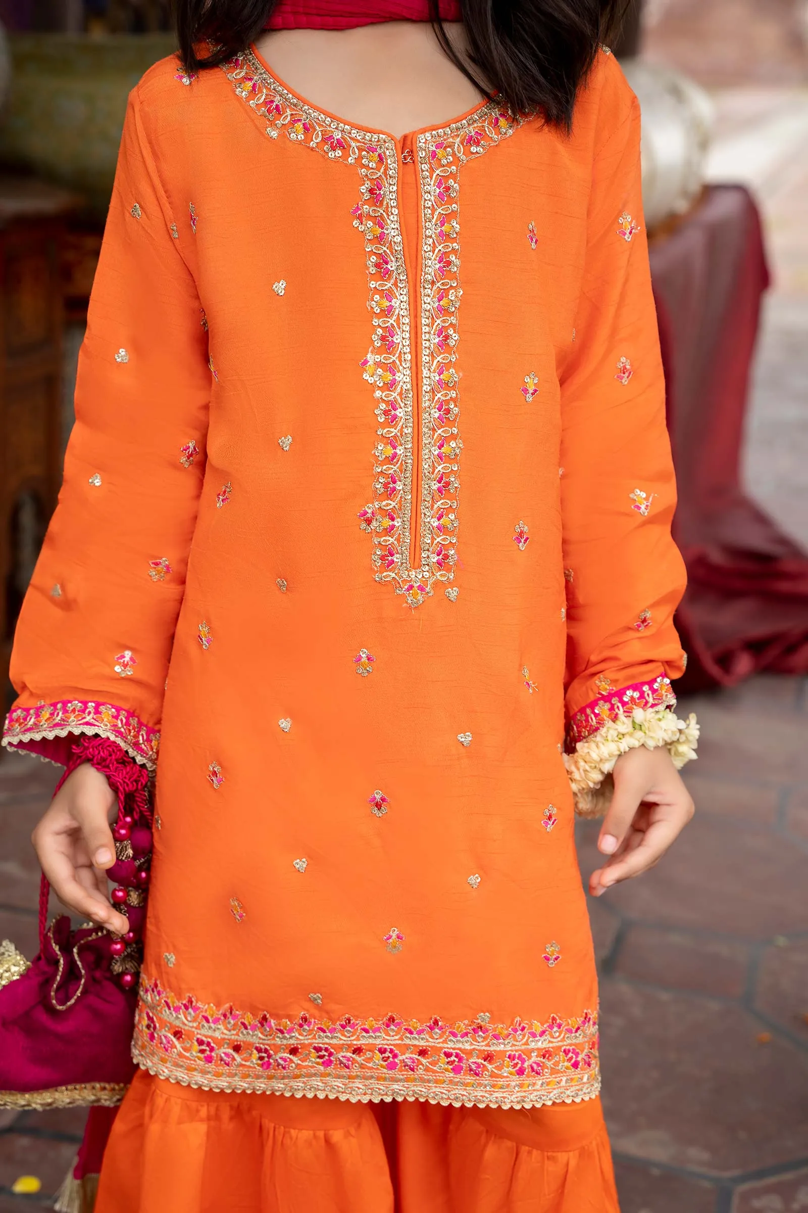 3 Piece Embroidered Silk Suit | MKS-W23-26