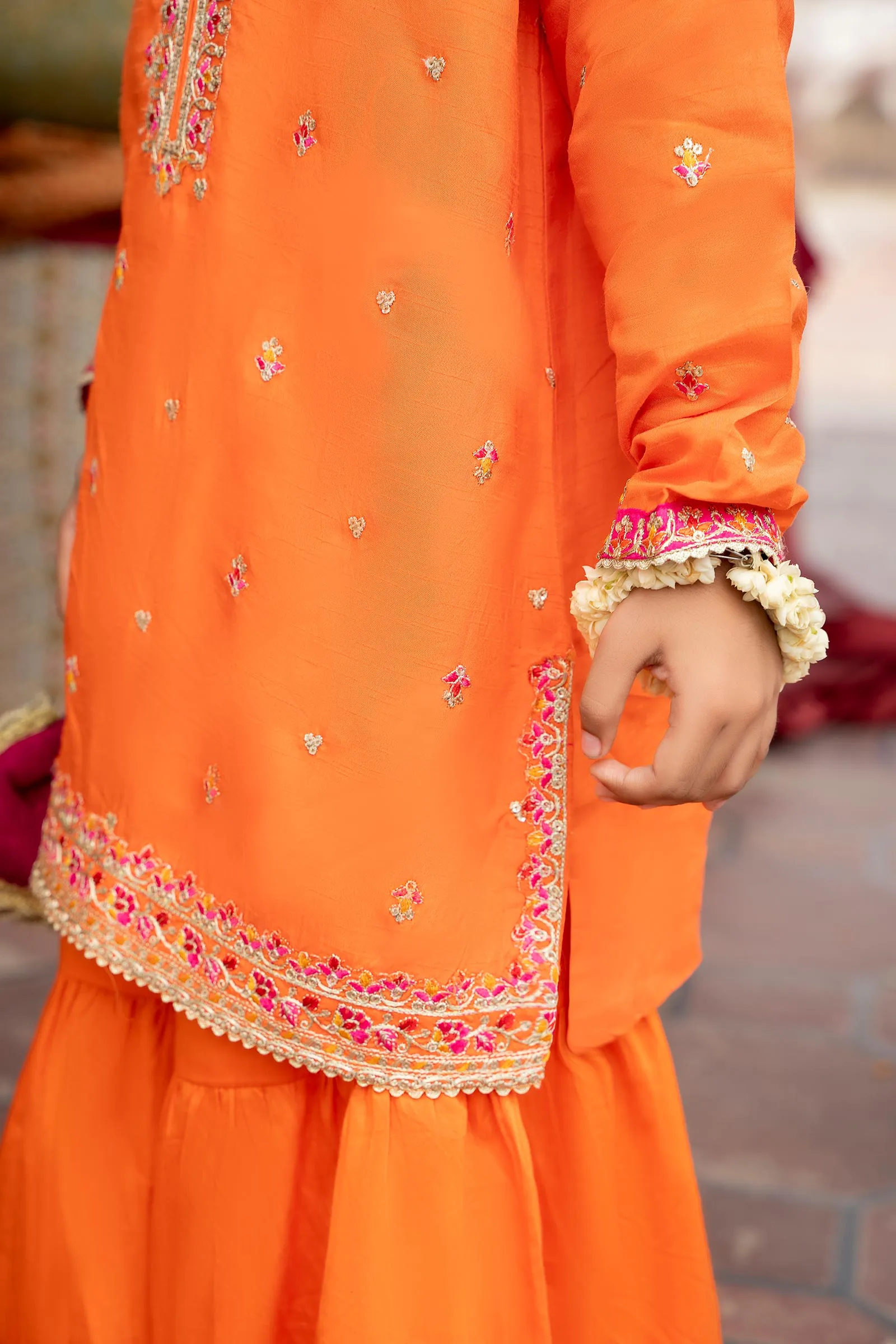 3 Piece Embroidered Silk Suit | MKS-W23-26