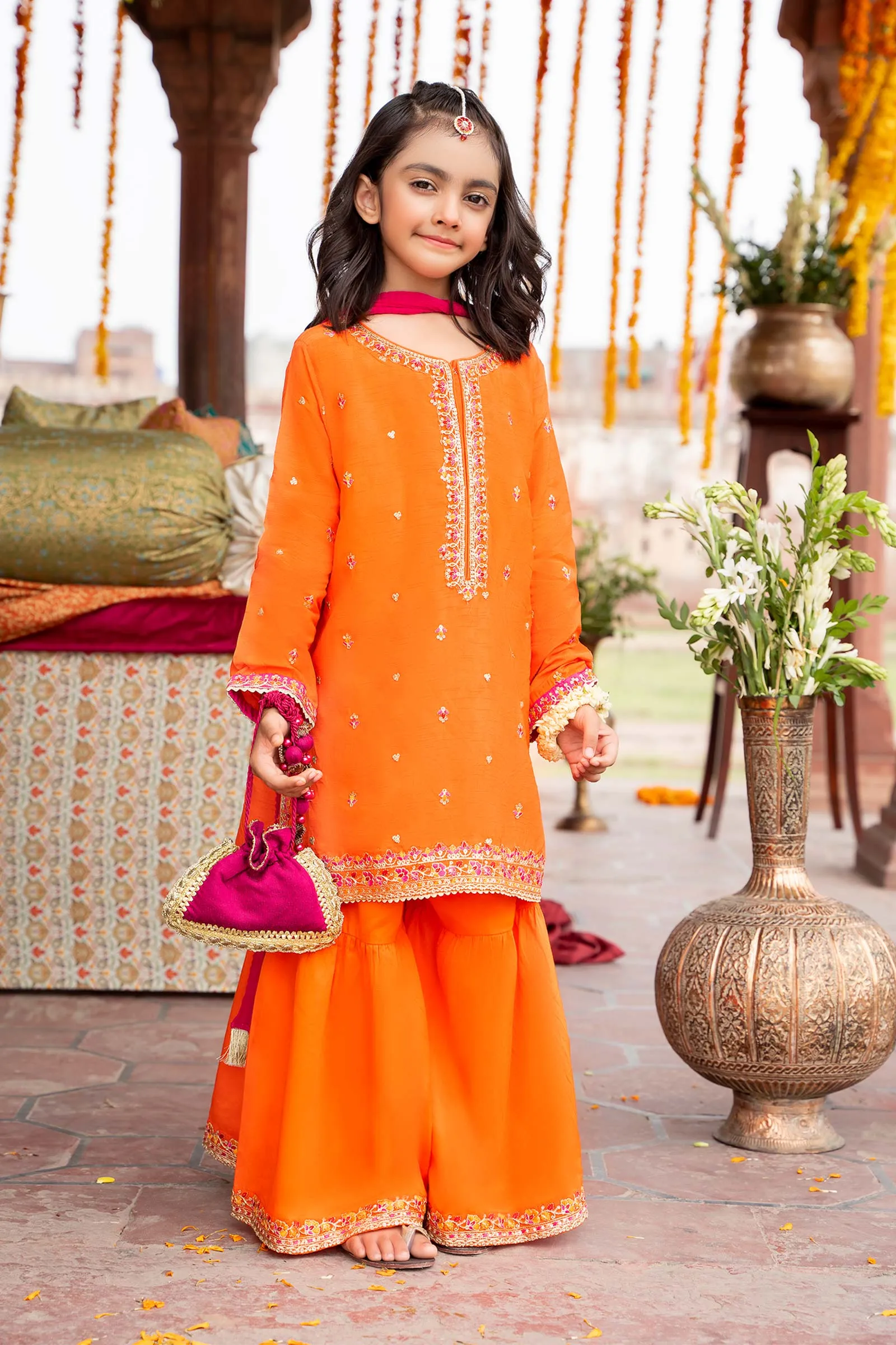 3 Piece Embroidered Silk Suit | MKS-W23-26
