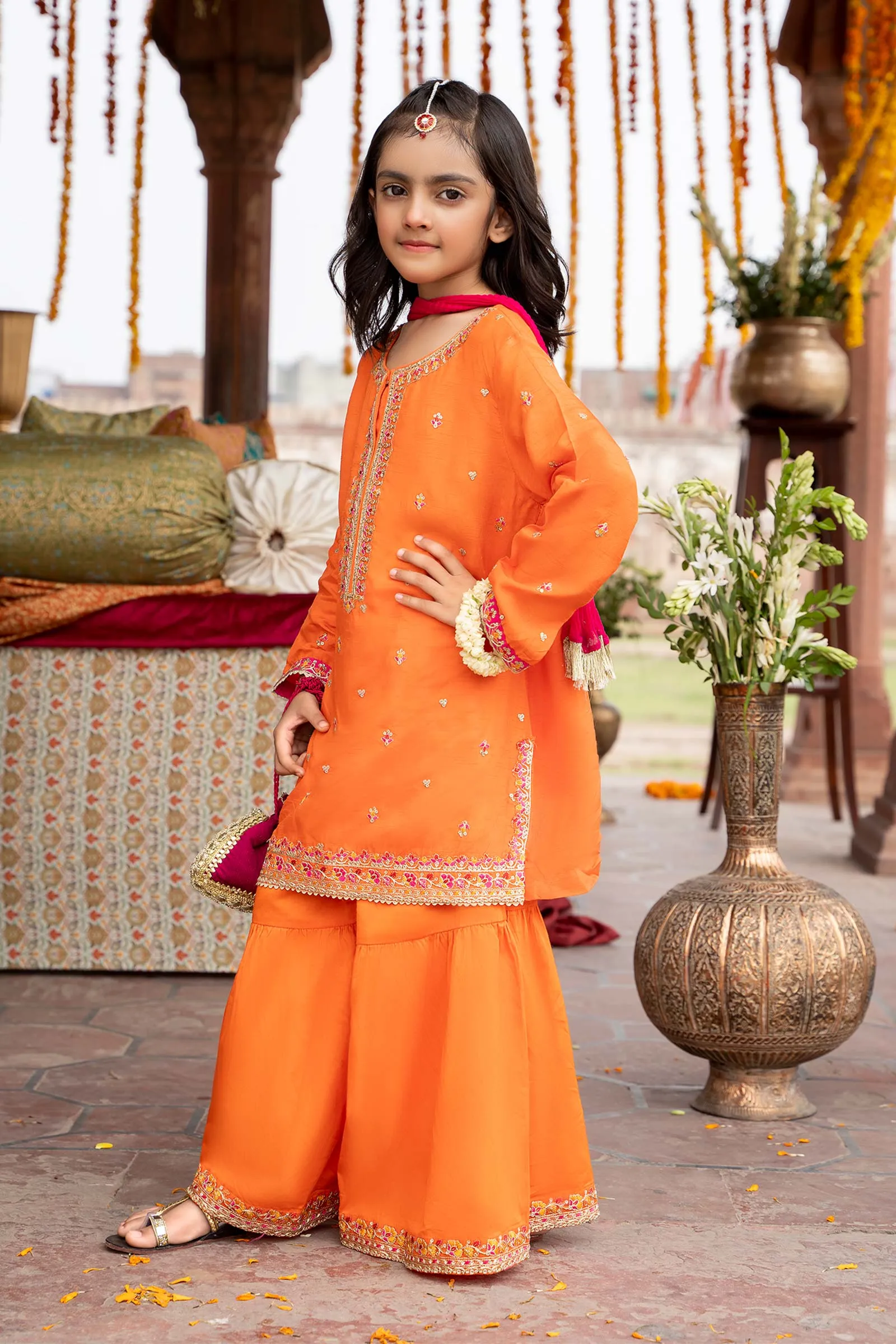 3 Piece Embroidered Silk Suit | MKS-W23-26