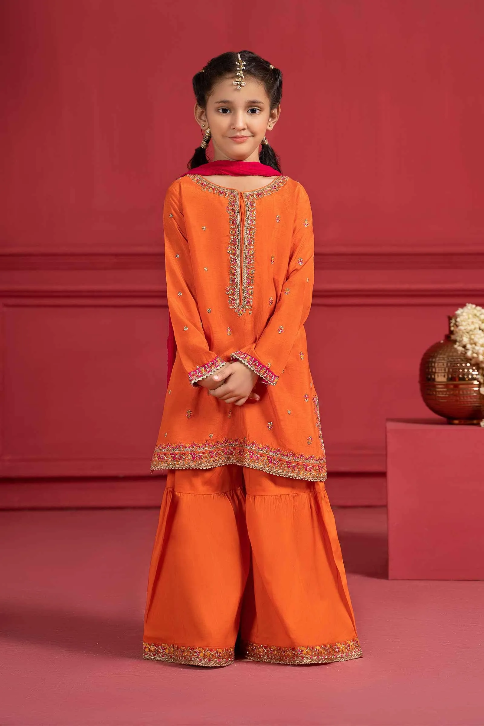 3 Piece Embroidered Silk Suit | MKS-W23-26