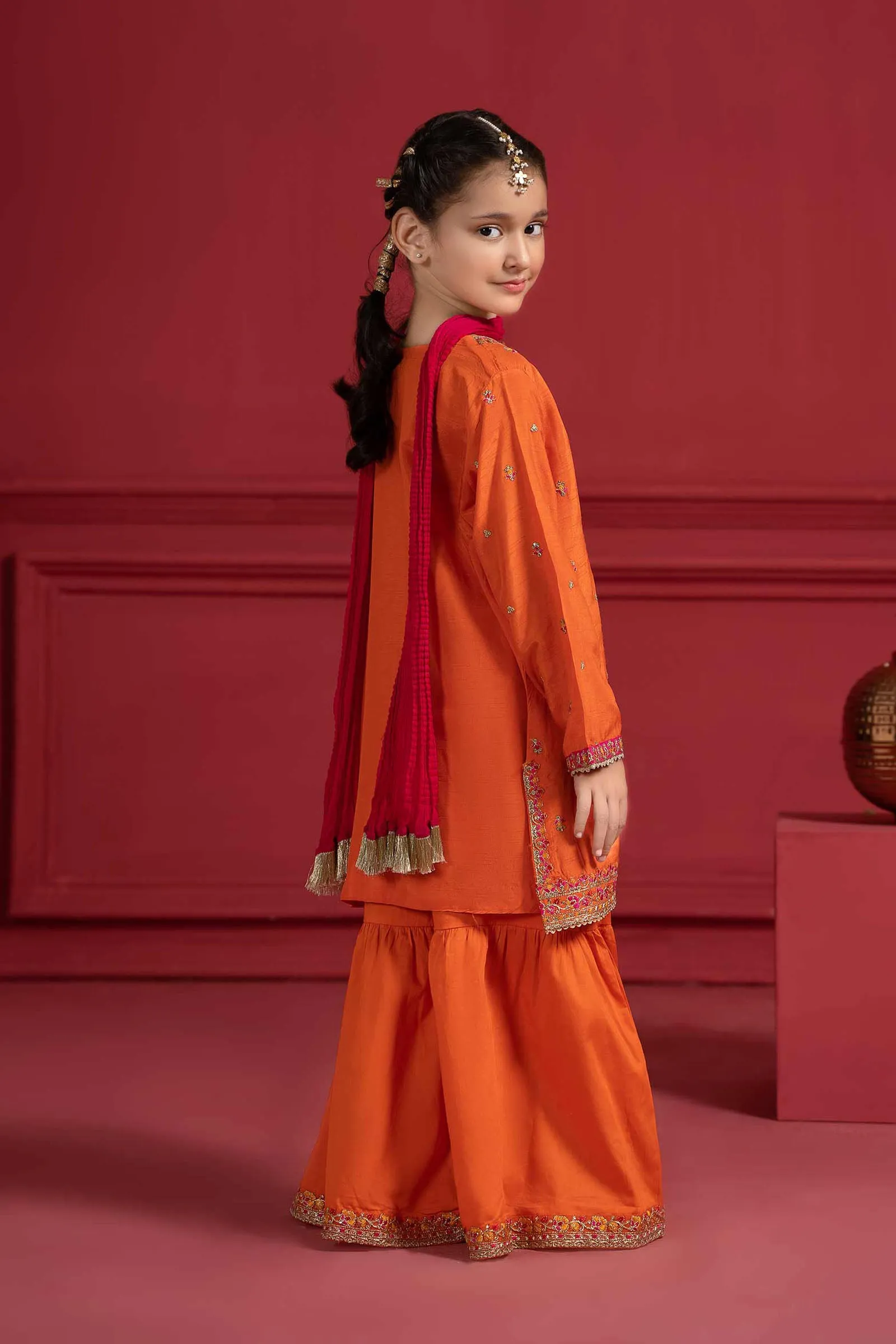 3 Piece Embroidered Silk Suit | MKS-W23-26