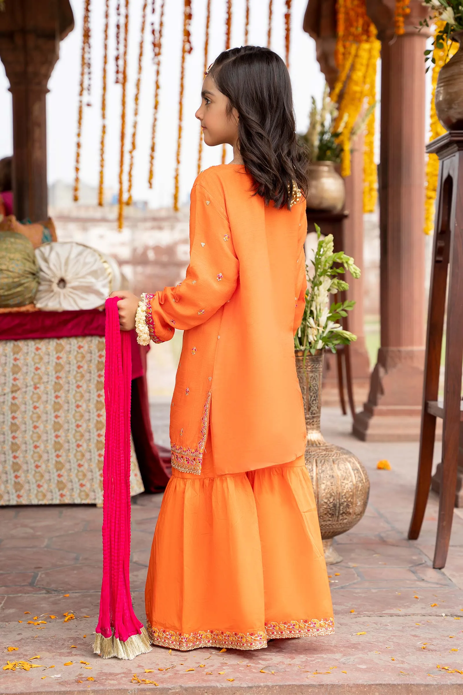 3 Piece Embroidered Silk Suit | MKS-W23-26