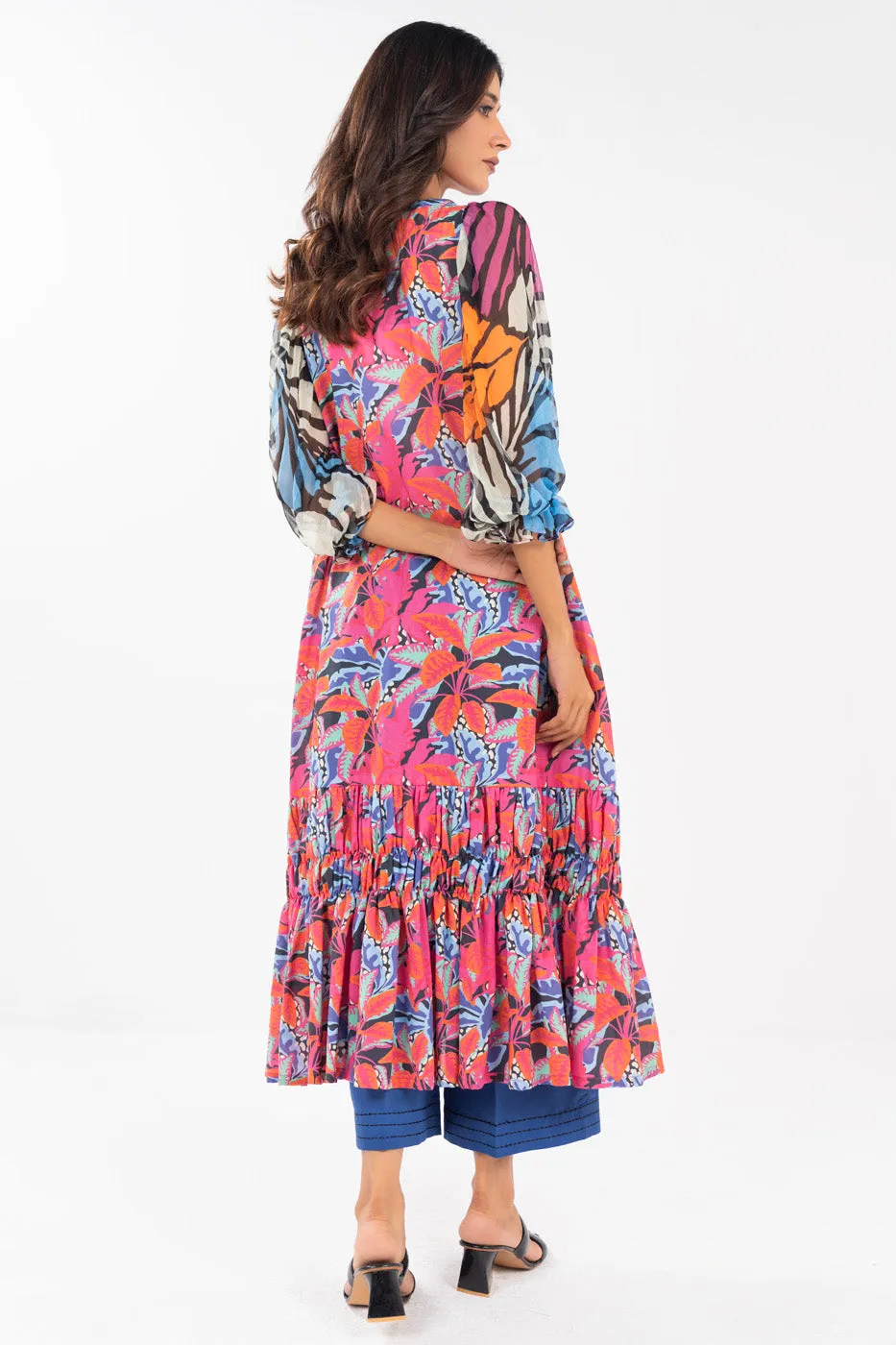 3 Piece  Printed Lawn Suit With Printed Chiffon Dupatta
