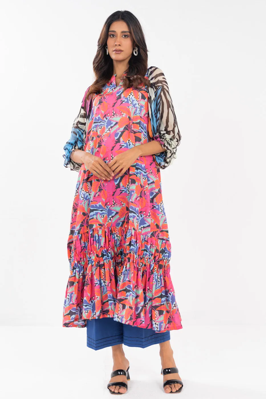 3 Piece  Printed Lawn Suit With Printed Chiffon Dupatta
