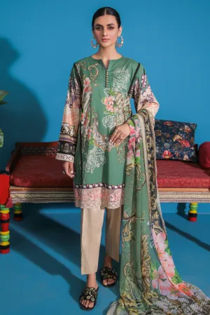 3PC Digital Printed Embroidered  With Chiffon Dupata  U2162