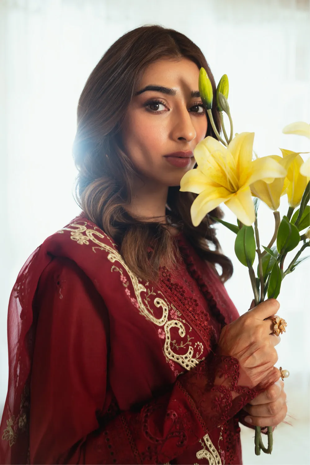 3PC Unstitched | Embroidered Lawn Suit | Chiffon Dupatta
