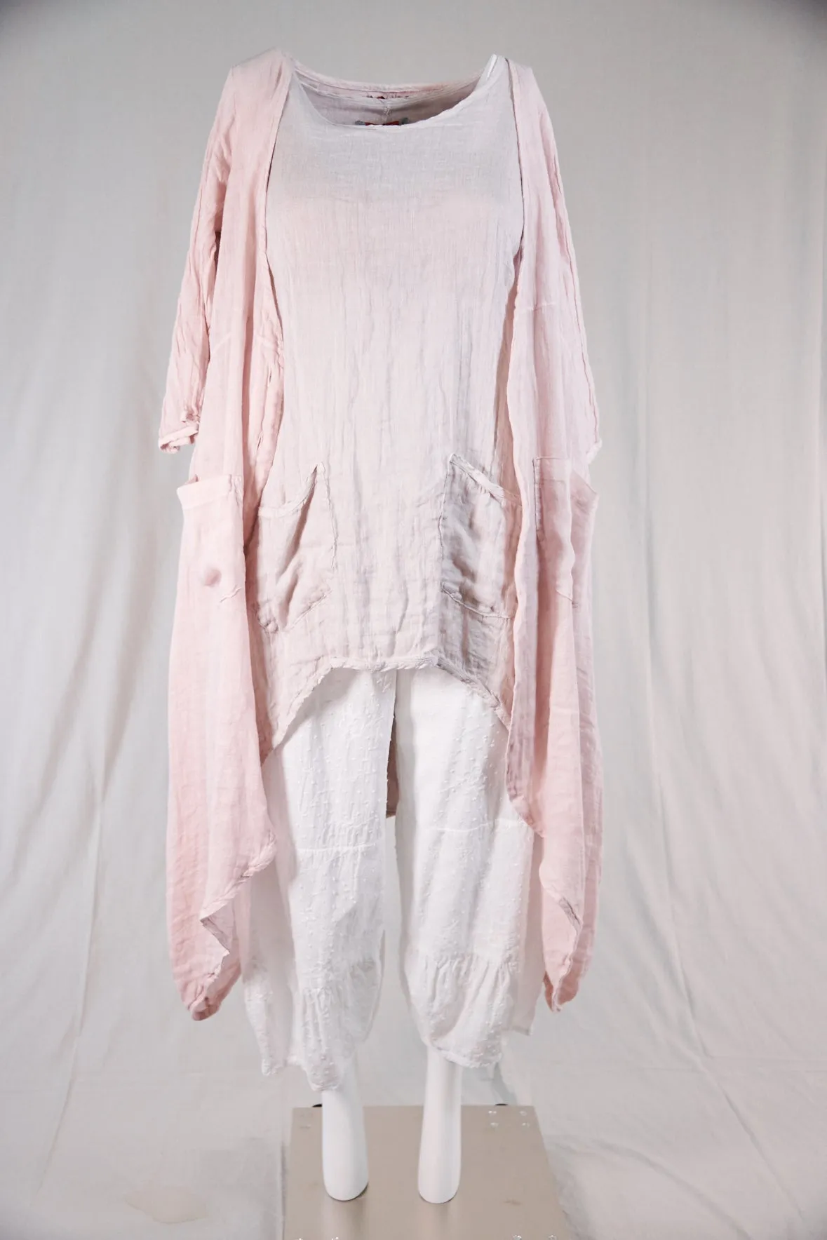 5292 Cyanotype Linen Duster-Pink-P