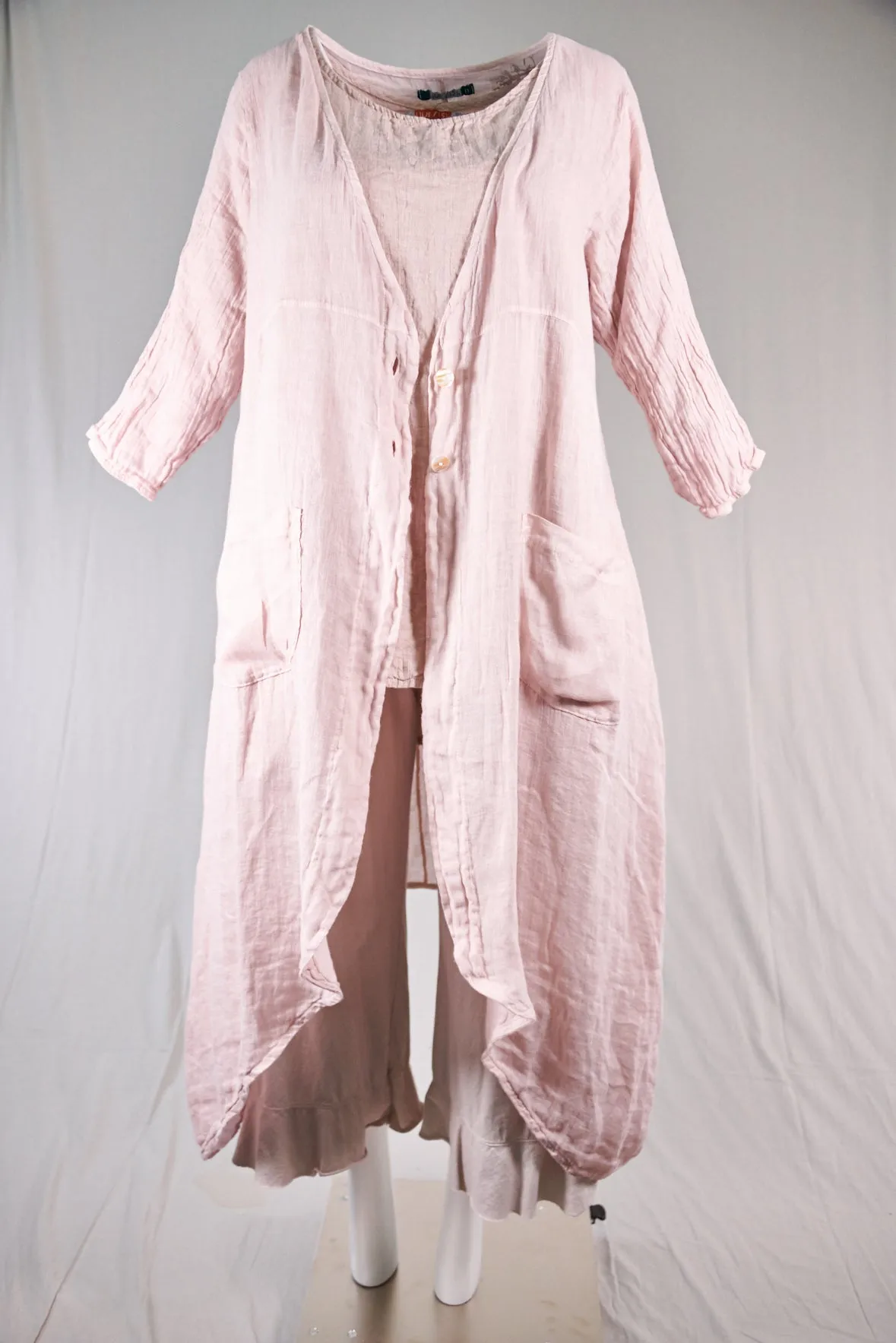 5292 Cyanotype Linen Duster-Pink-P