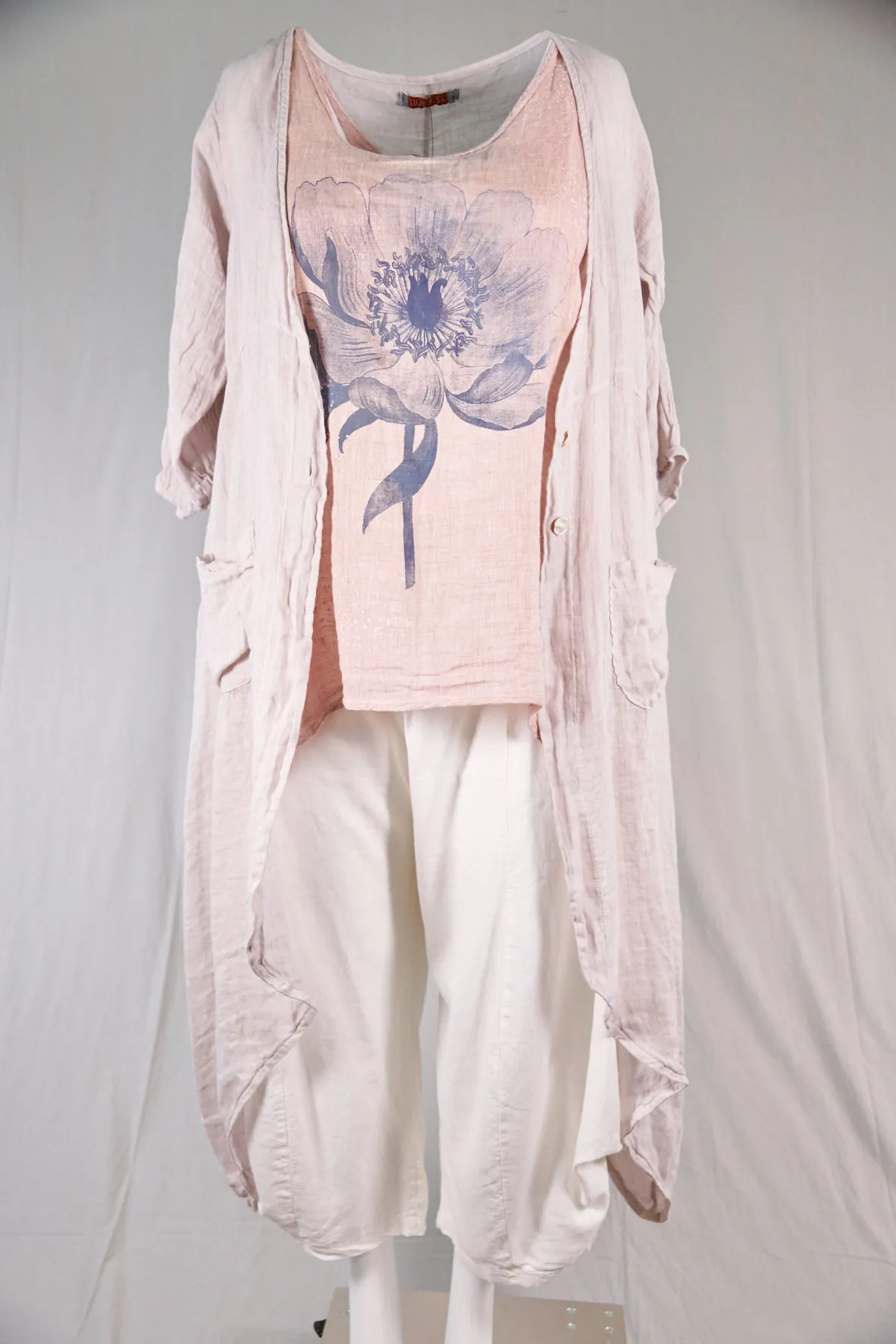 5292 Cyanotype Linen Duster-Pink-P
