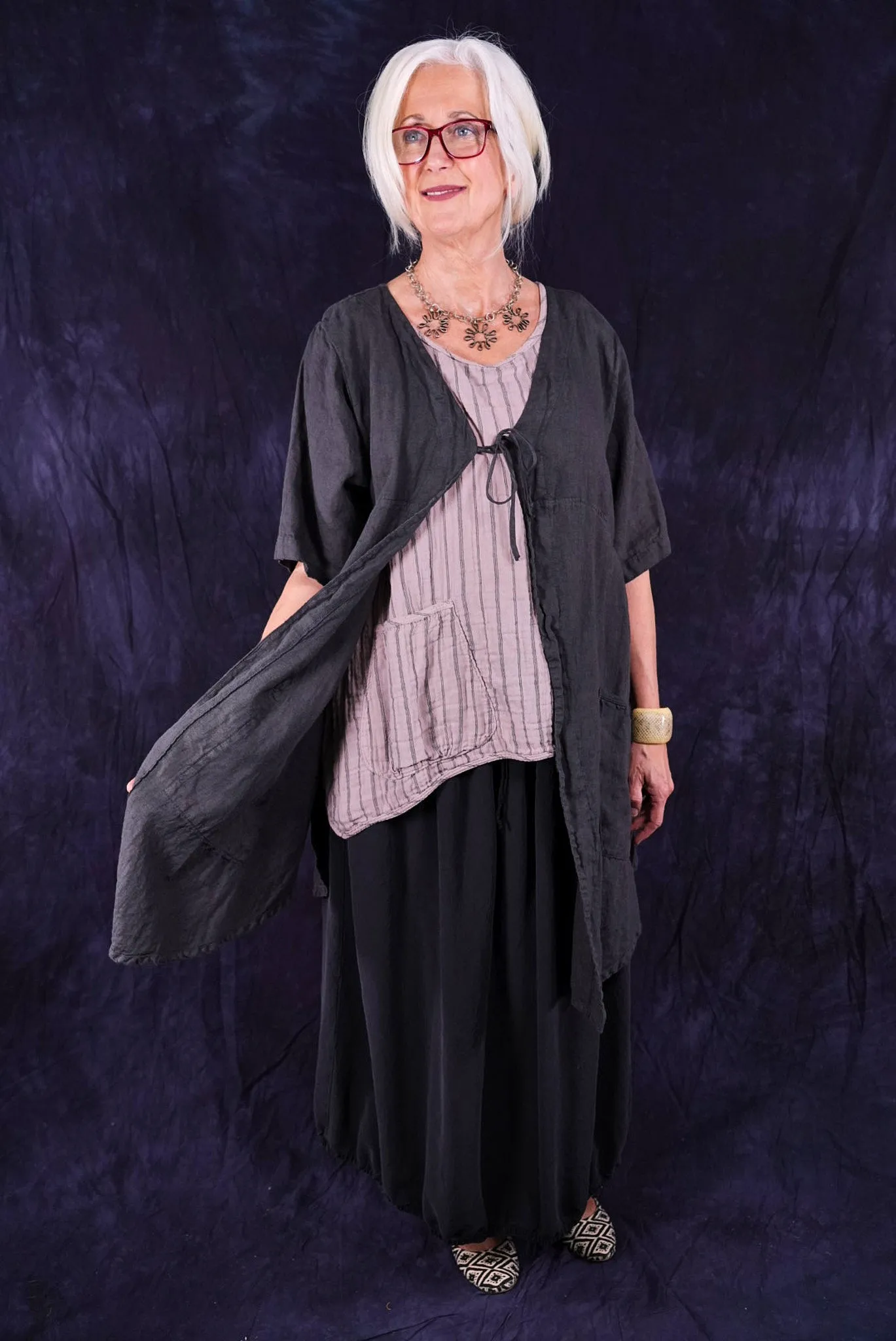 5306 Contrast Cardi Faded Iron-P