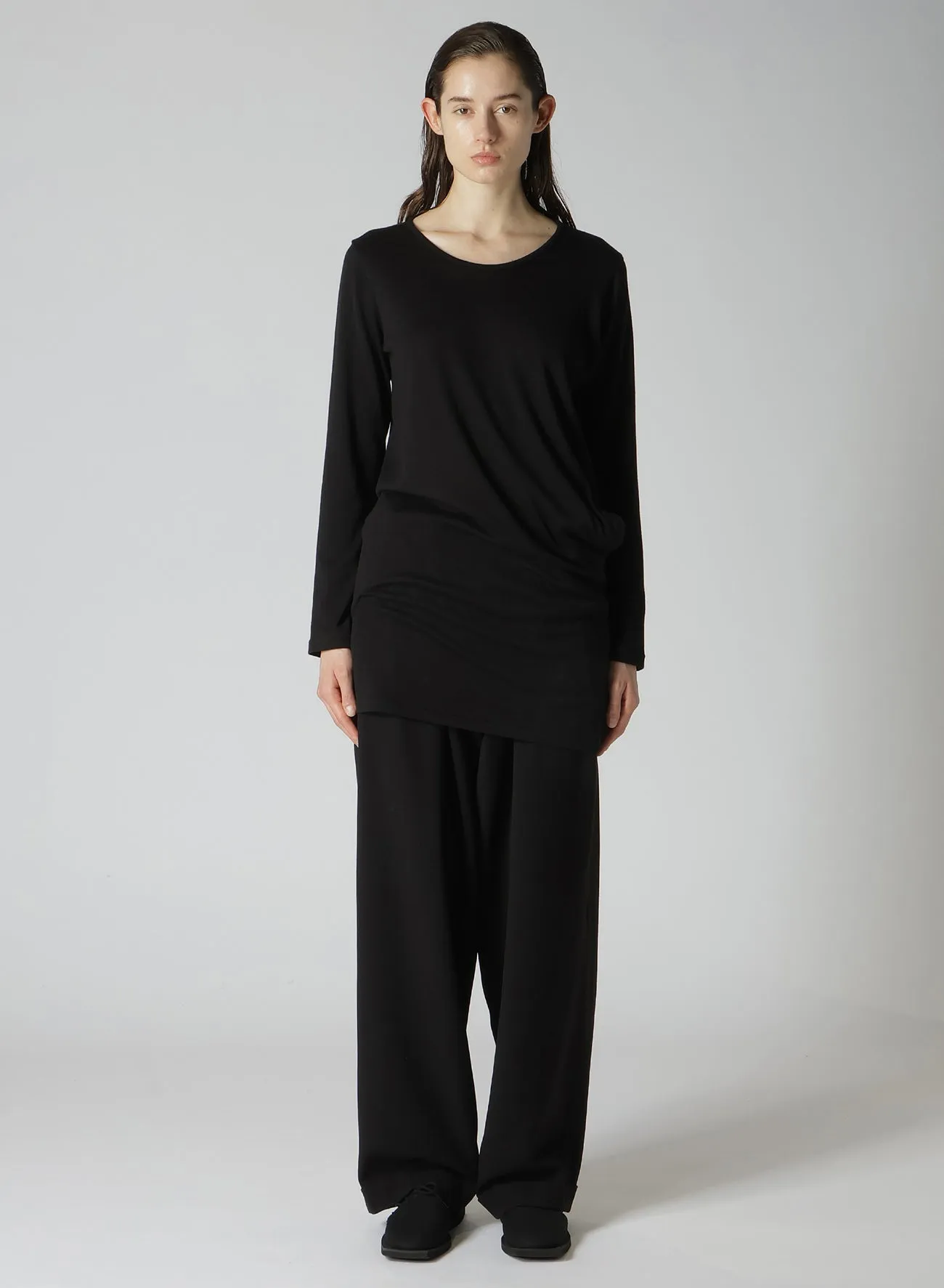 56/2 GUAZE SINGLE JERSEY SIDE DRAPED LONG SLV T
