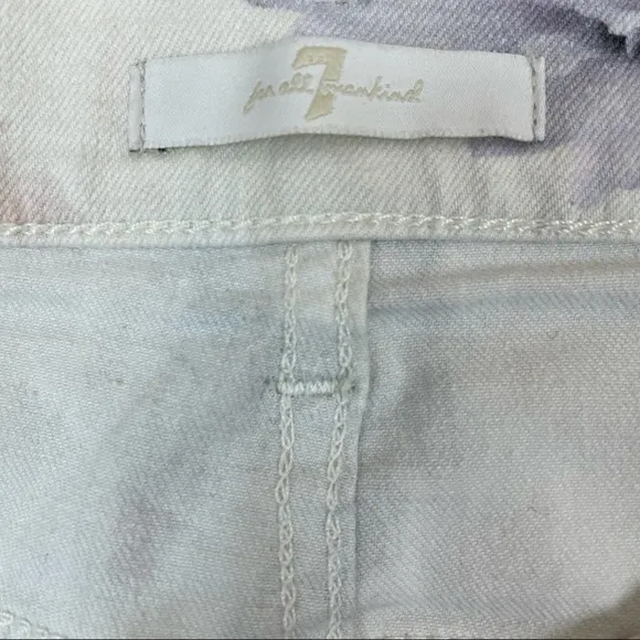 7 For All Mankind White Floral Denim Mini Skirt