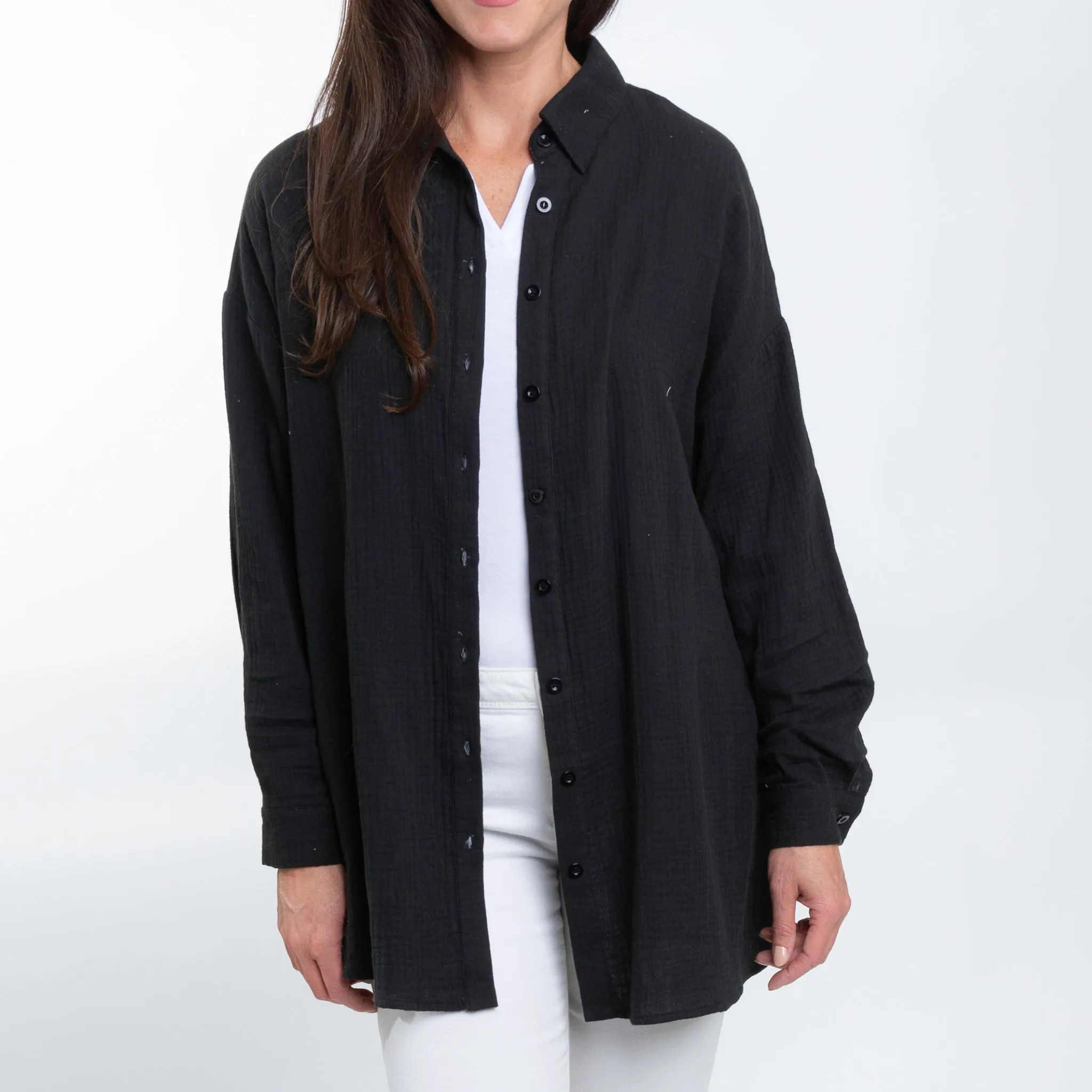Aaliyah Gauze Button Up Top
