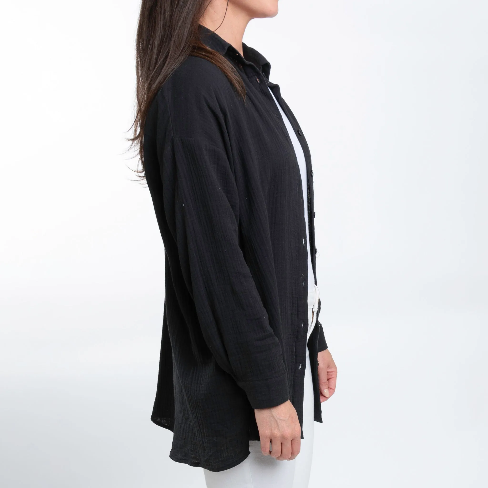 Aaliyah Gauze Button Up Top